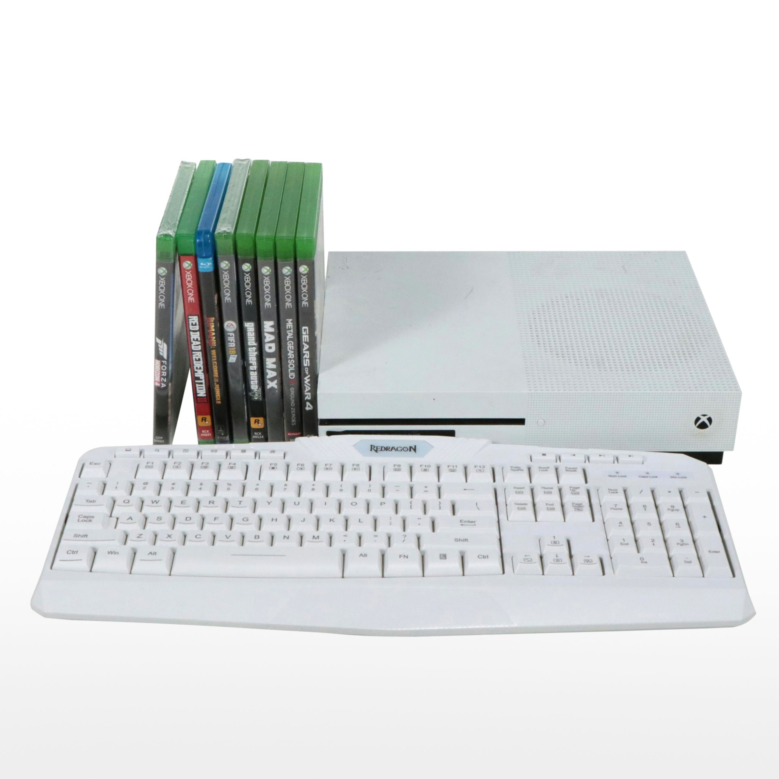 Microsoft XBOX One Console with Keyboard and Games