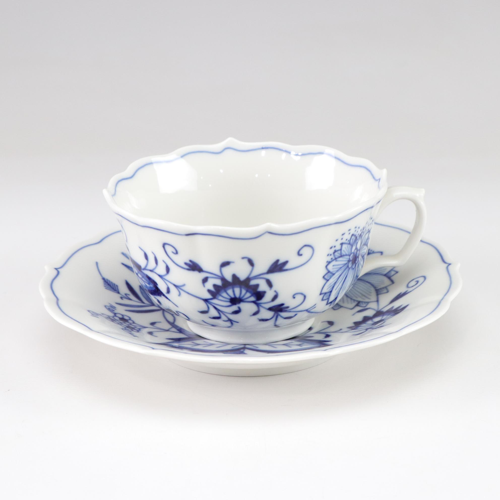 Meissen "Blue Onion" Porcelain Teacup and Saucer