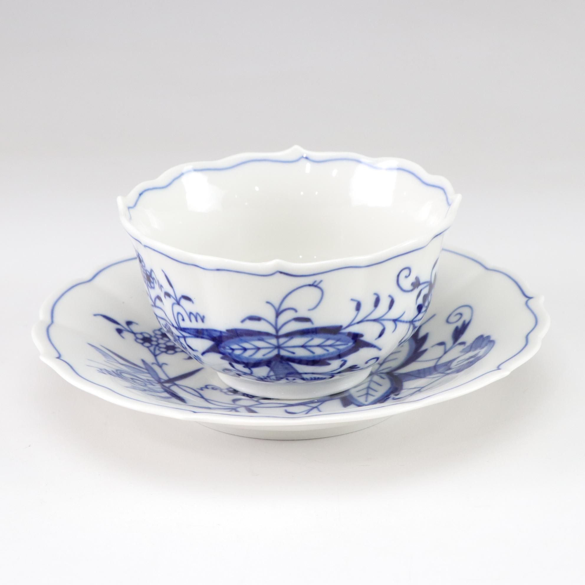 Meissen "Blue Onion" Porcelain Teacup and Saucer