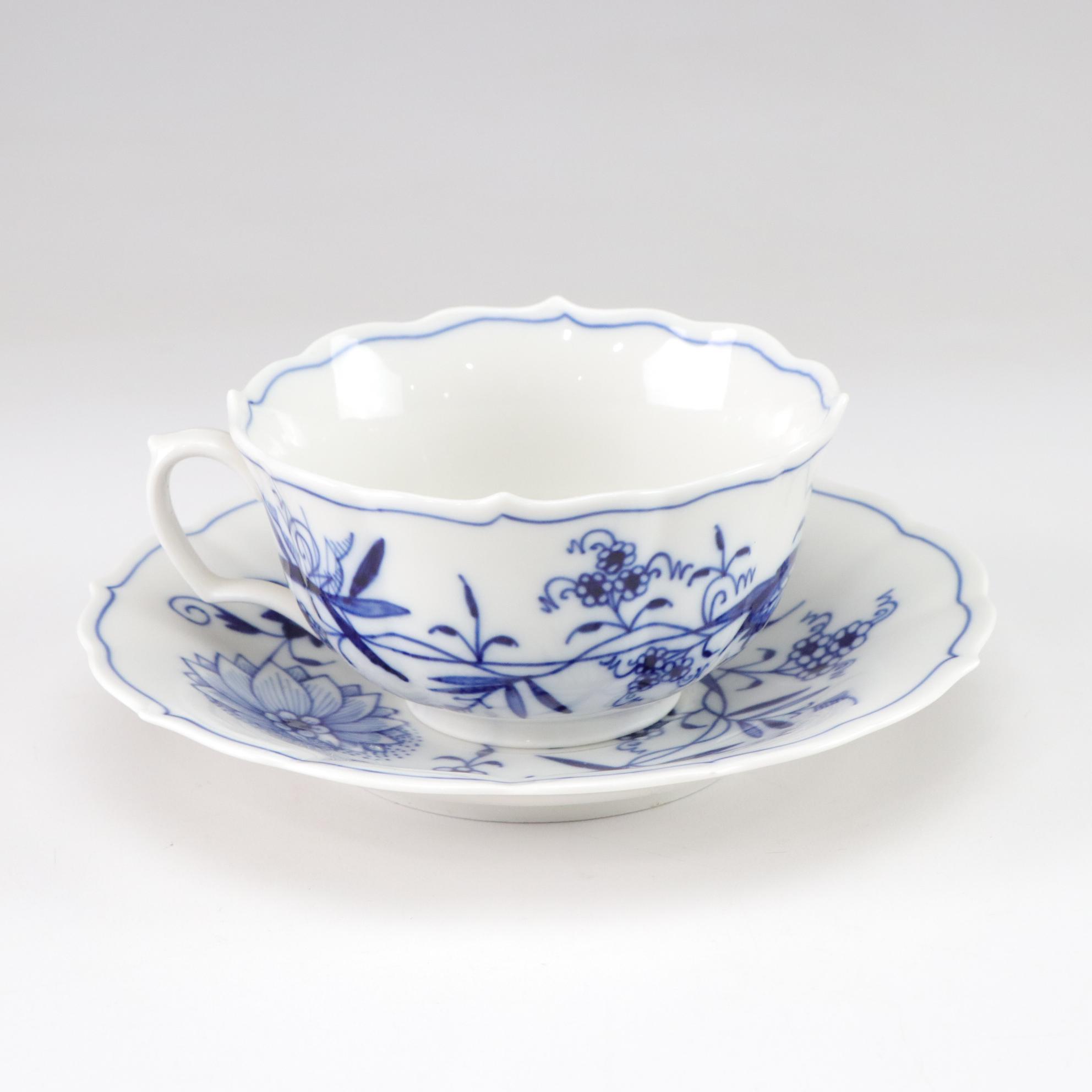 Meissen "Blue Onion" Porcelain Teacup and Saucer