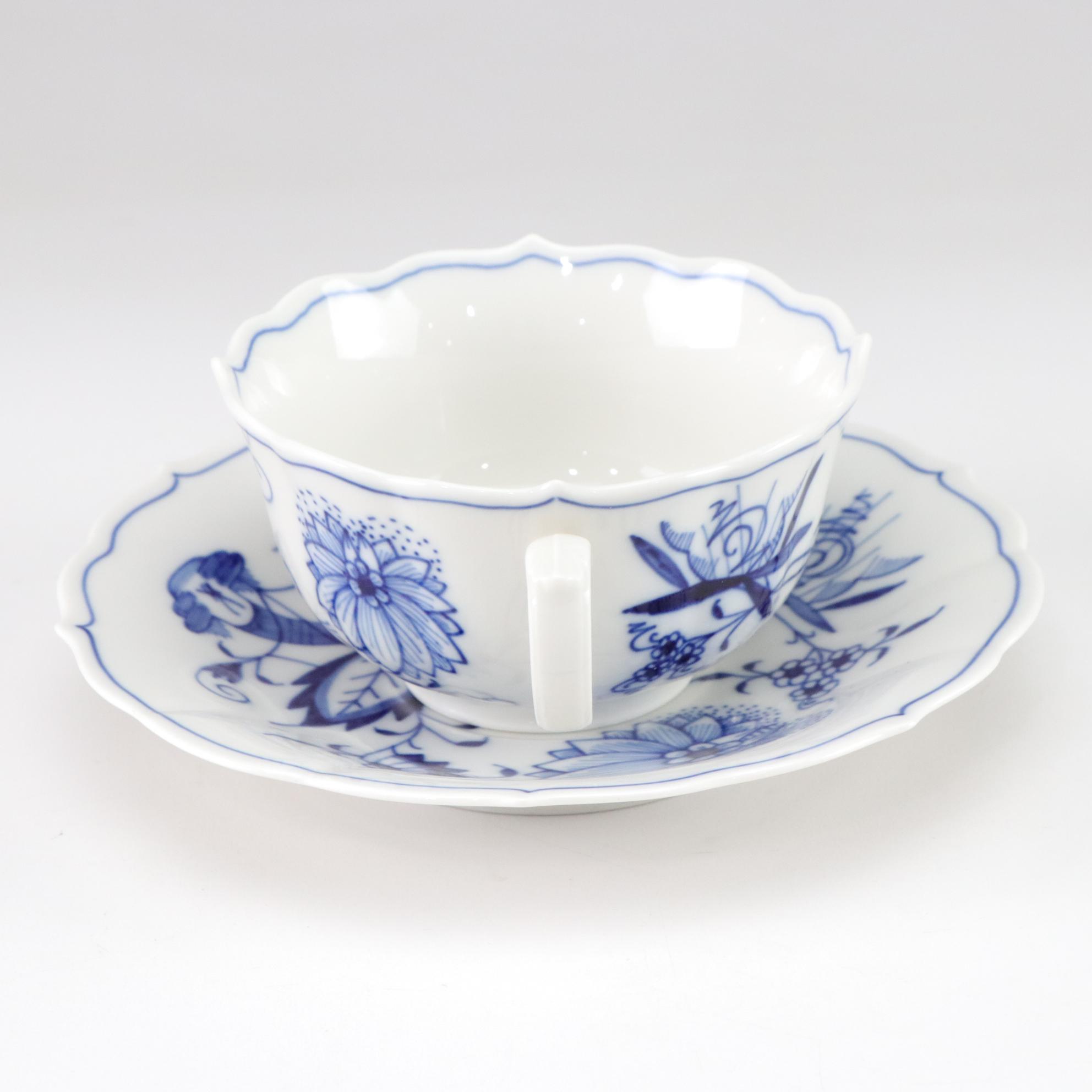 Meissen "Blue Onion" Porcelain Teacup and Saucer