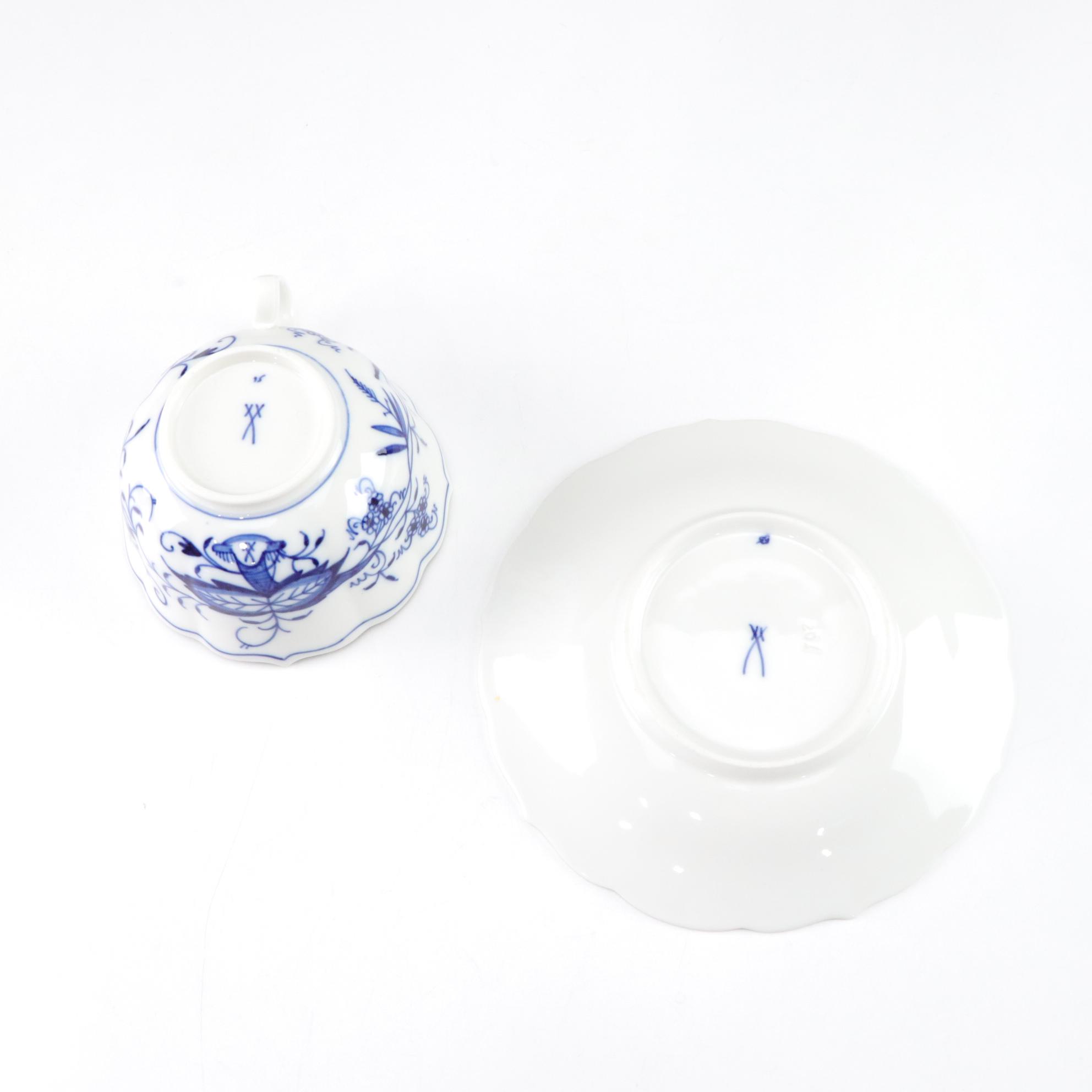 Meissen "Blue Onion" Porcelain Teacup and Saucer