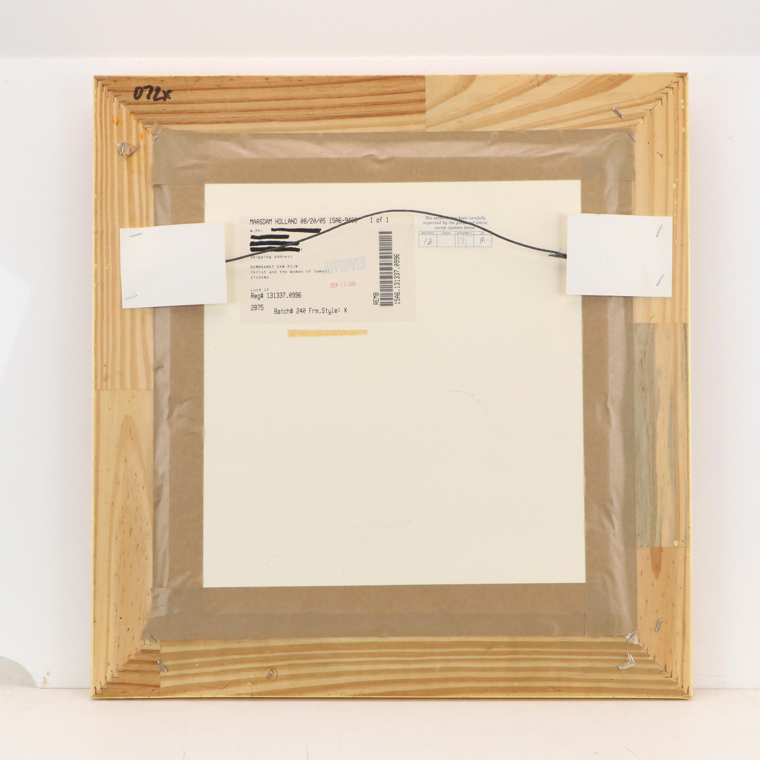 Rembrandt Restrike Etching "Christ and the Woman of Samaria Among Ruins"