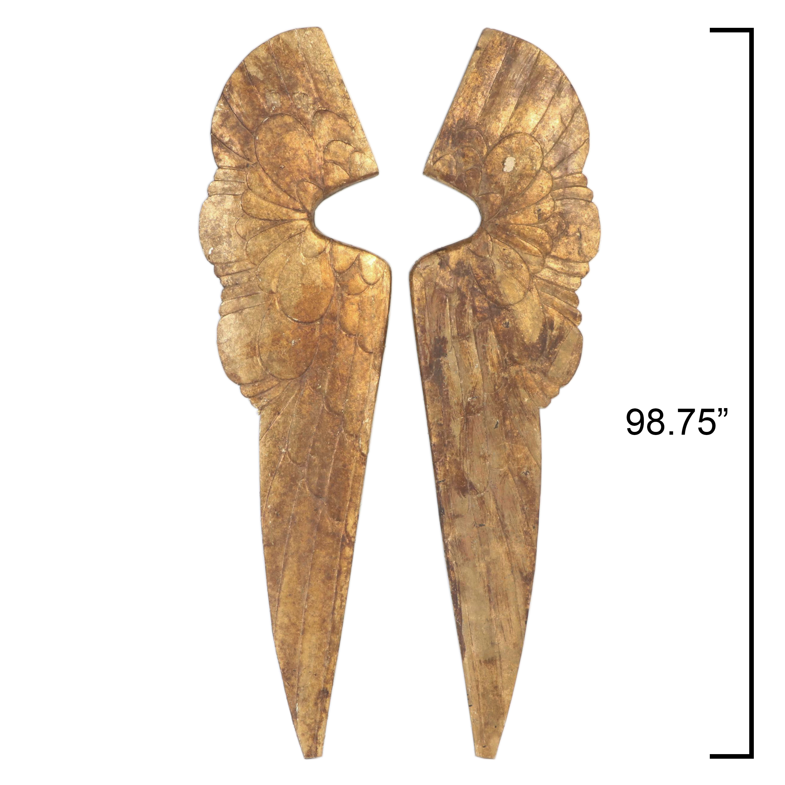 Pair of Large Gilt Composite Angel Wing Wall Panels