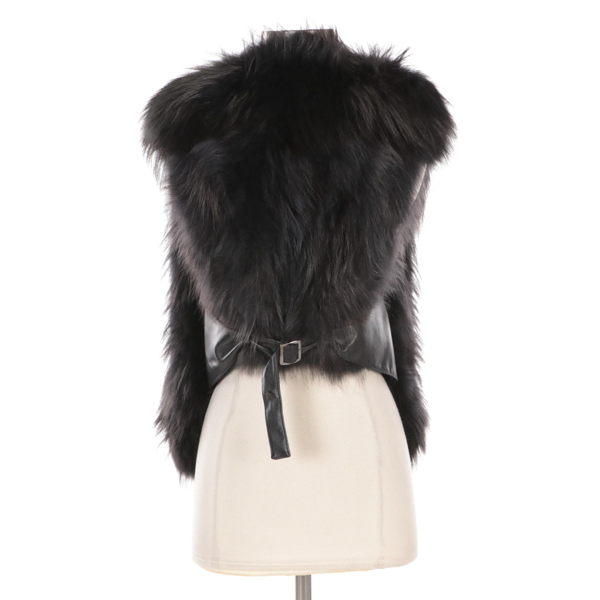 Dyed Tanuki/Murmansky Fur and Leather Vest