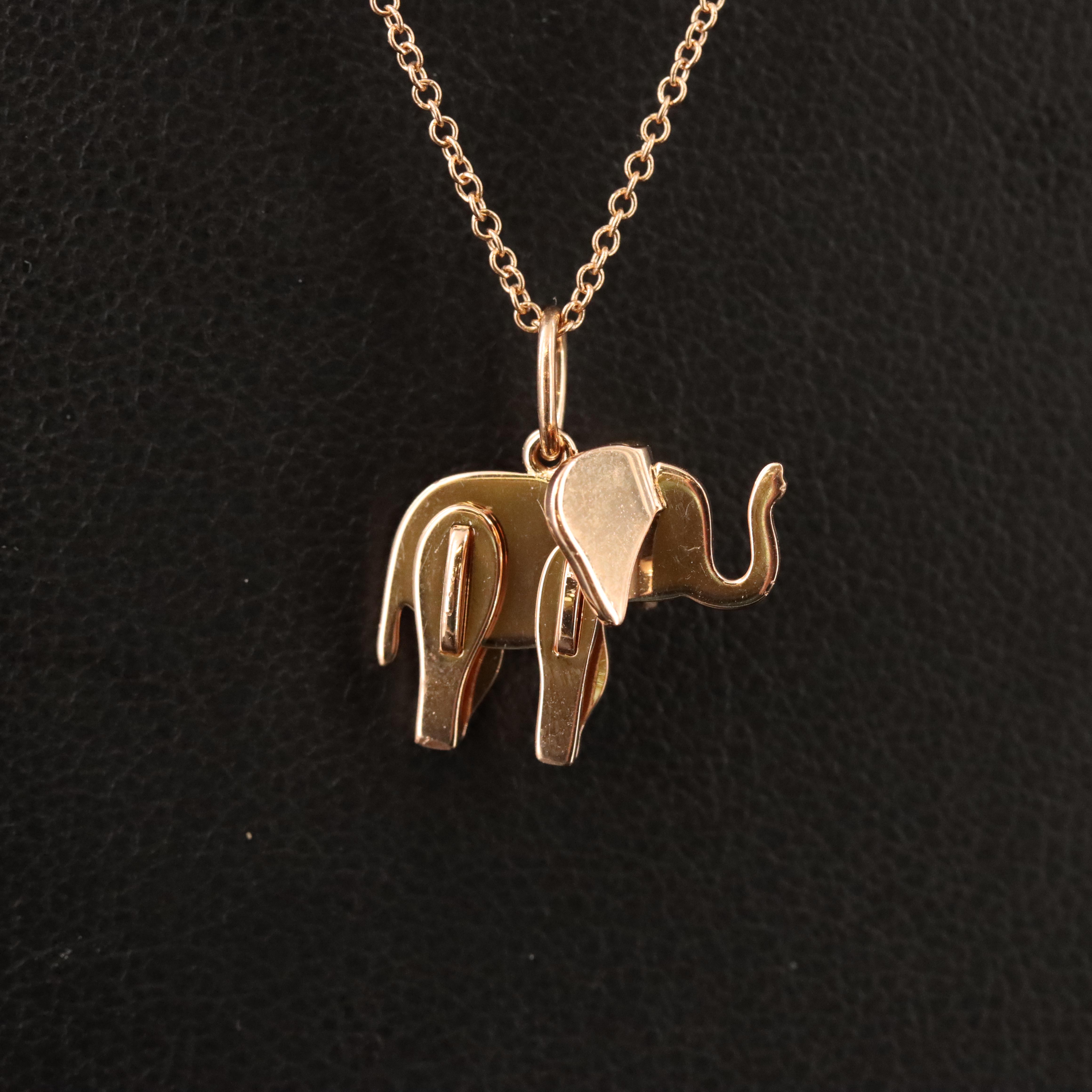 Tiffany & Co. 18K Rose Gold Save the Wild Elephant Pendant Necklace