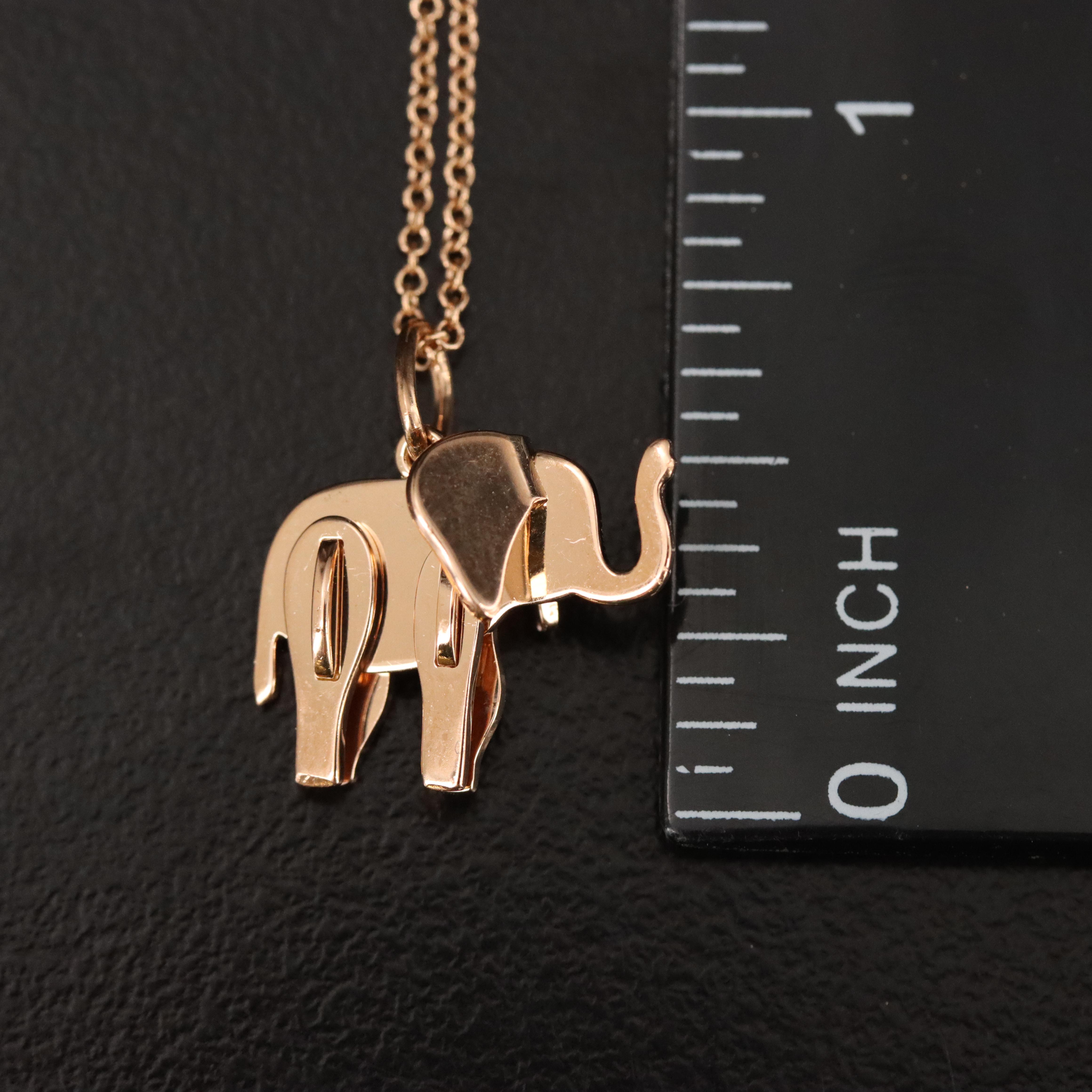 Tiffany & Co. 18K Rose Gold Save the Wild Elephant Pendant Necklace