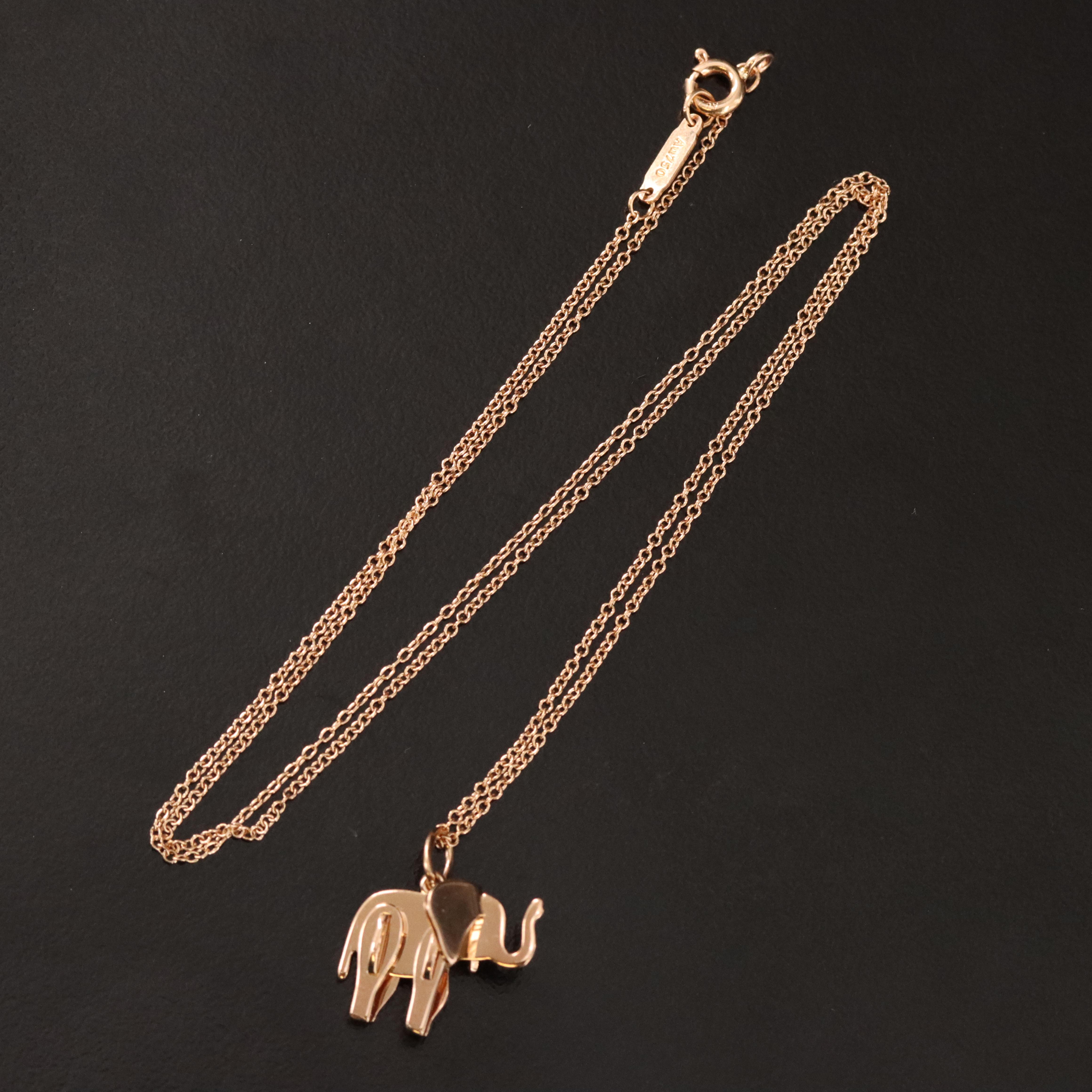 Tiffany & Co. 18K Rose Gold Save the Wild Elephant Pendant Necklace