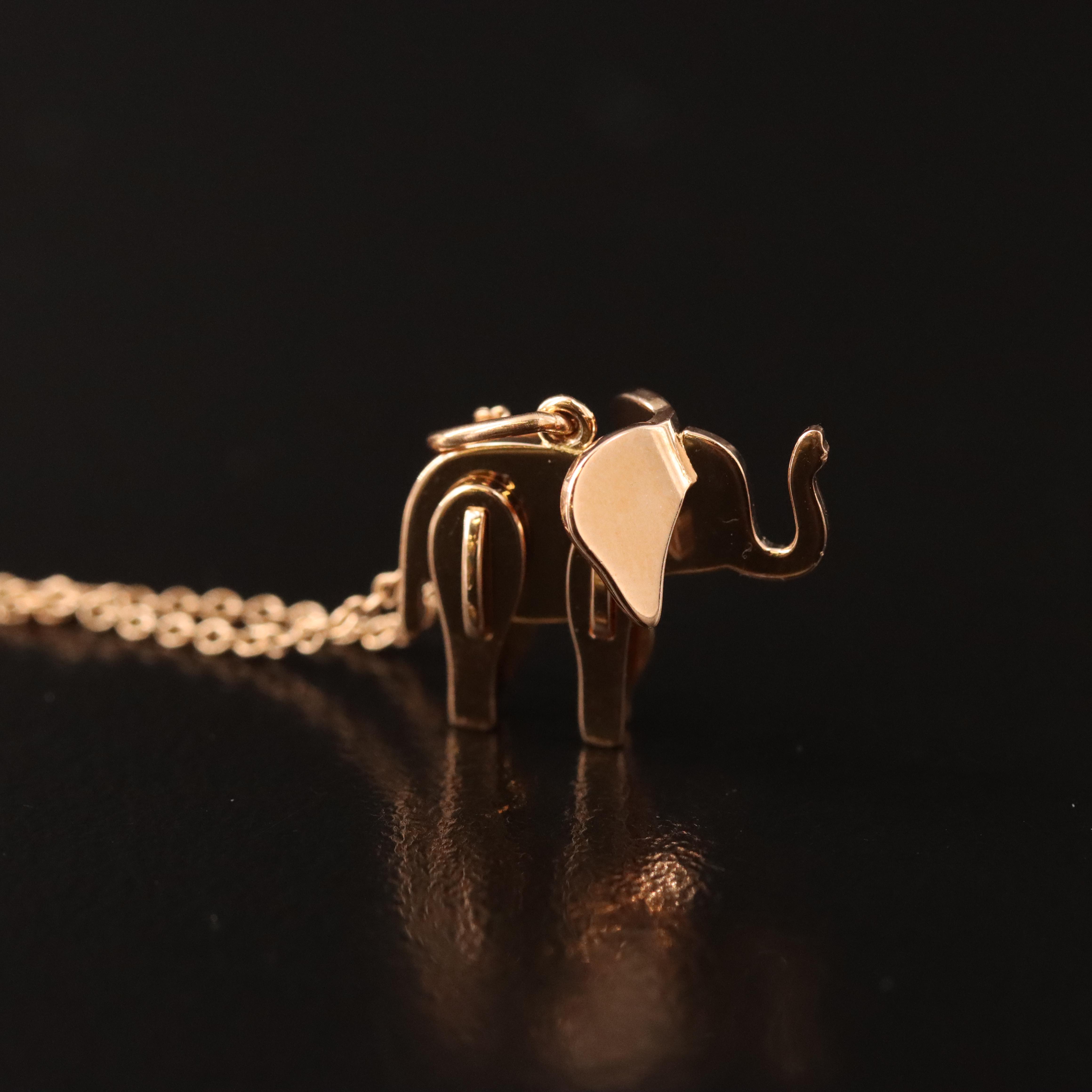 Tiffany & Co. 18K Rose Gold Save the Wild Elephant Pendant Necklace