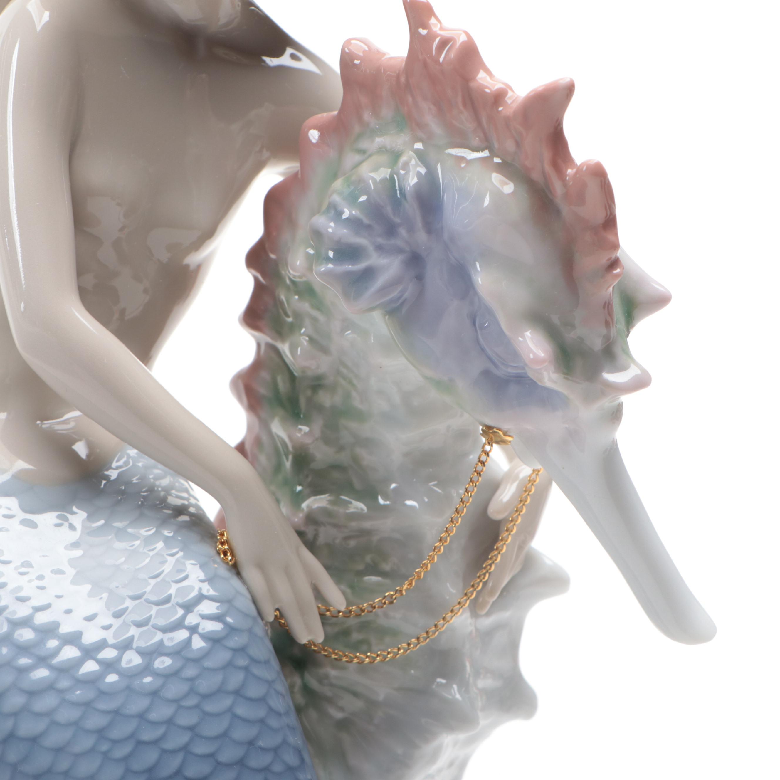 Lladró Artist Signed "Beneath The Waves" Porcelain Mermaid