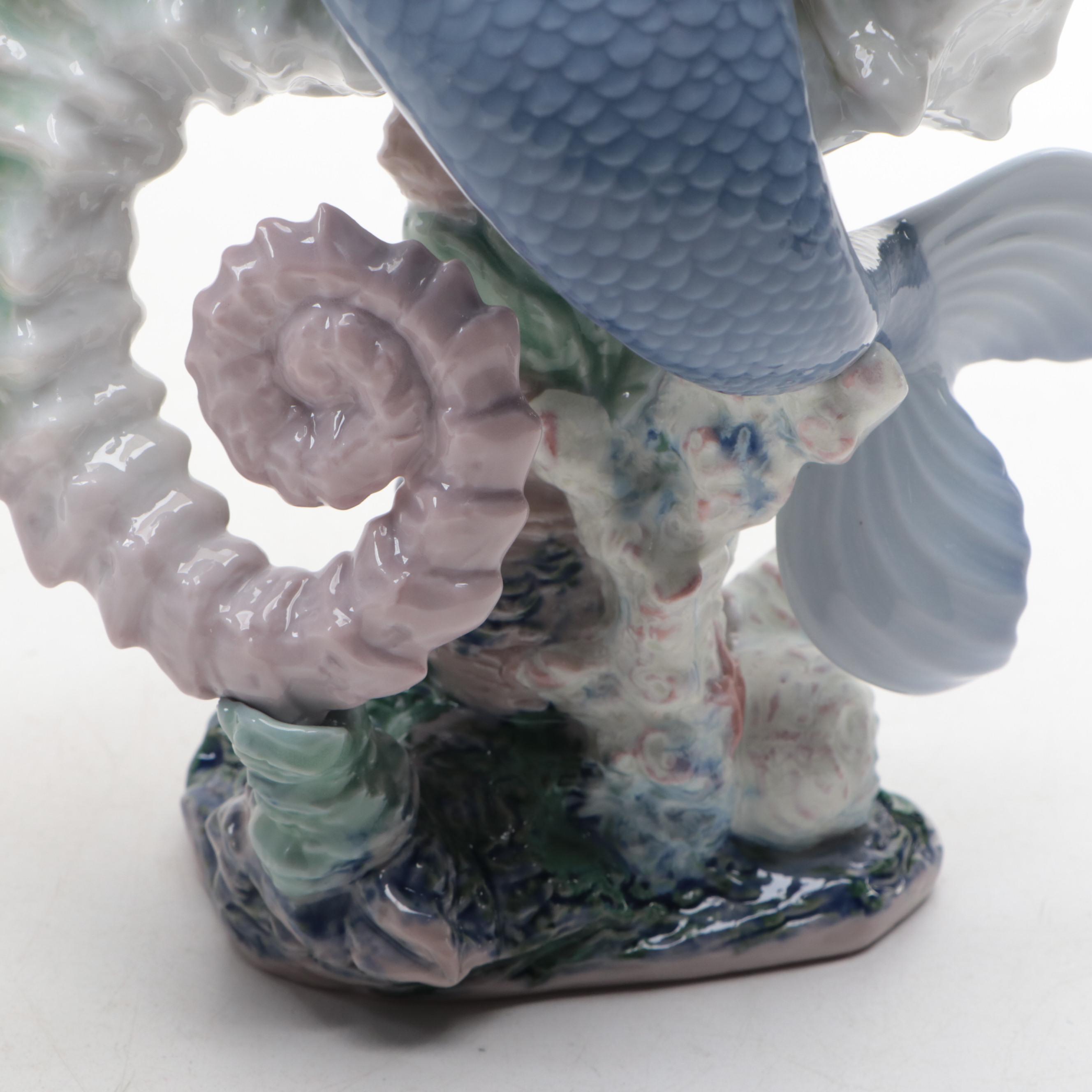 Lladró Artist Signed "Beneath The Waves" Porcelain Mermaid
