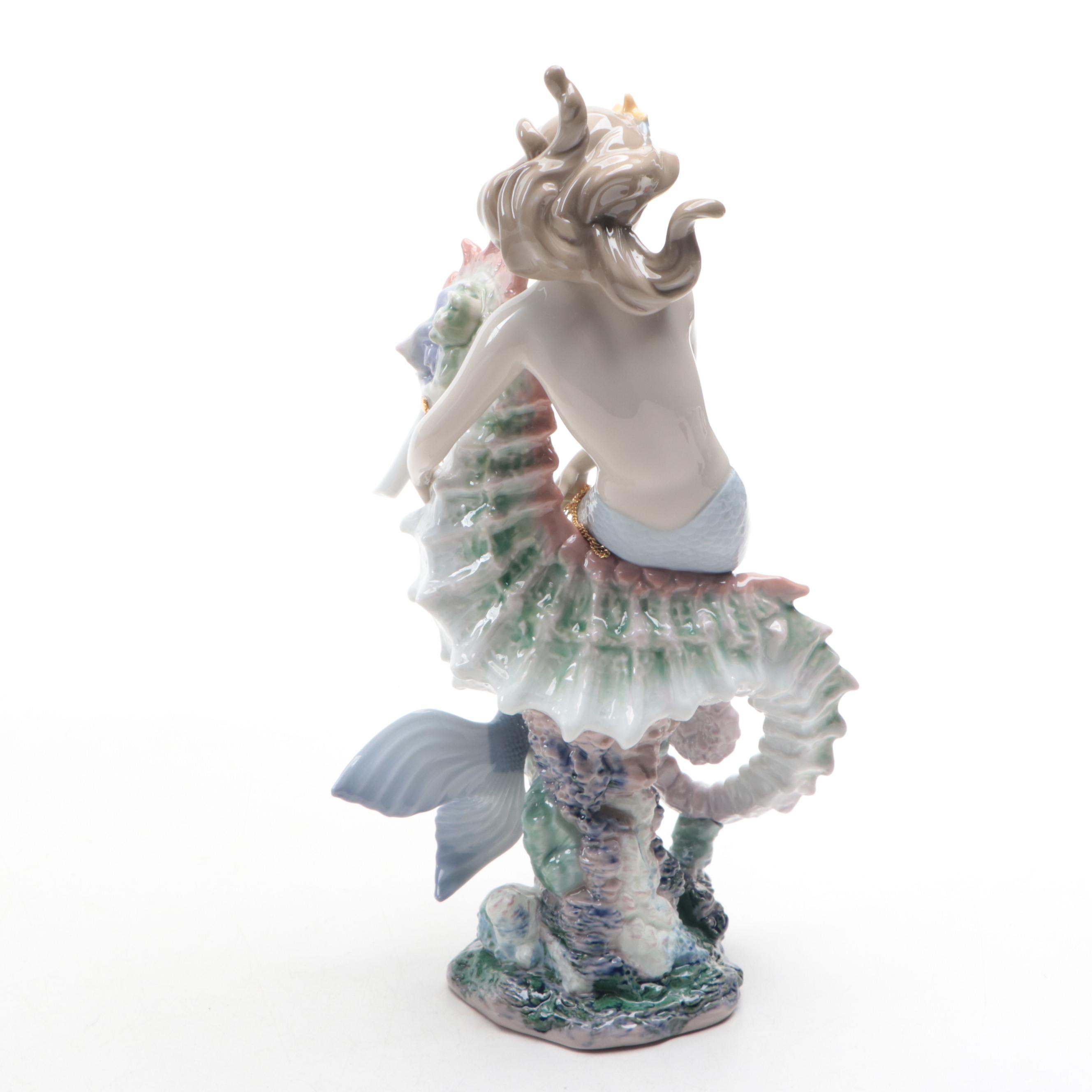 Lladró Artist Signed "Beneath The Waves" Porcelain Mermaid