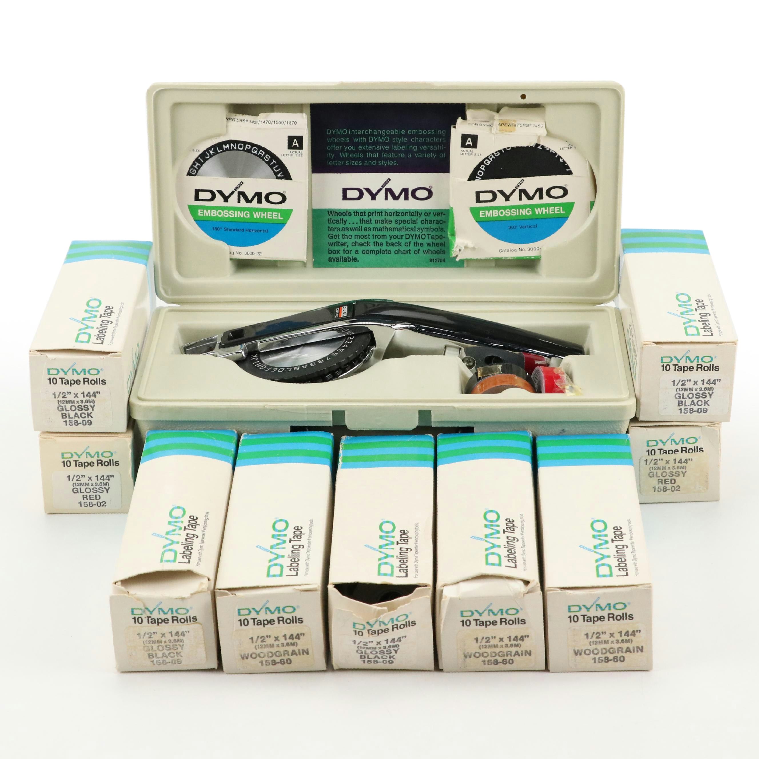 Dymo Label Maker with Tape Rolls, Embossing Wheels, Accessories