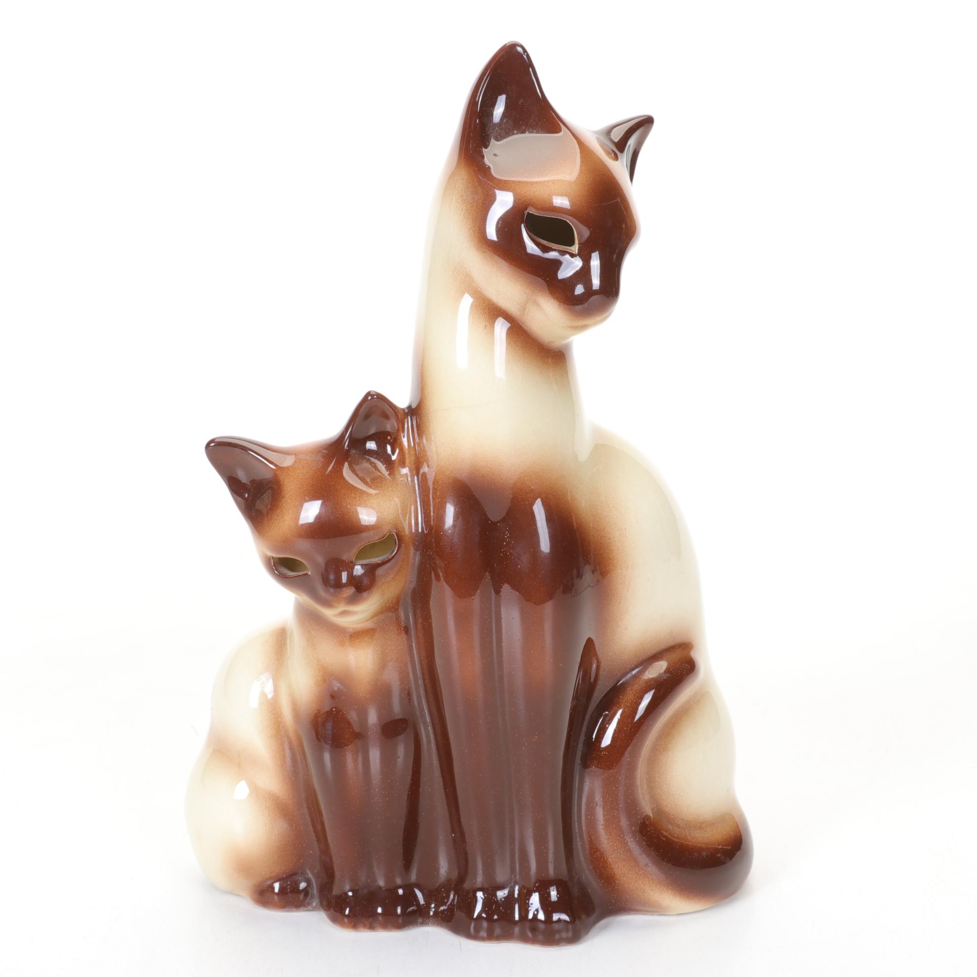 Mid Century Modern Howard Kron Ceramic Cat Lamp Base