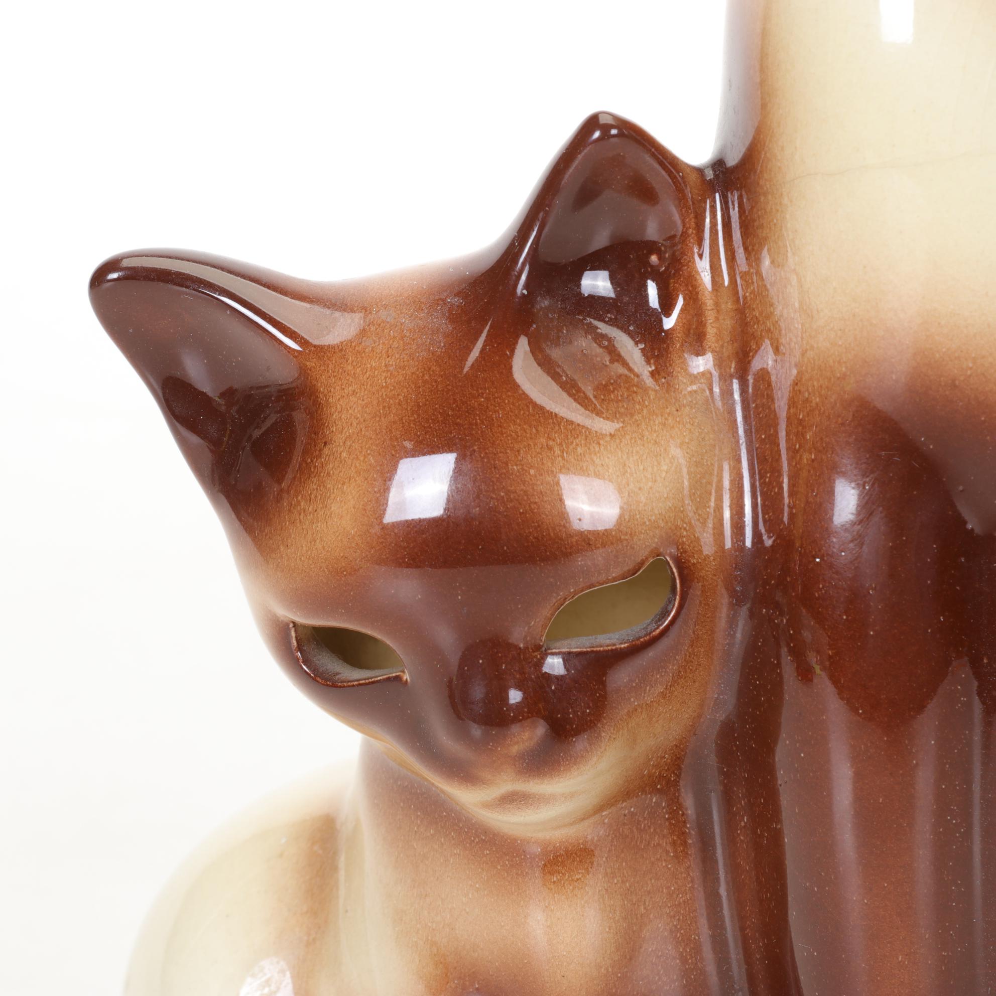 Mid Century Modern Howard Kron Ceramic Cat Lamp Base