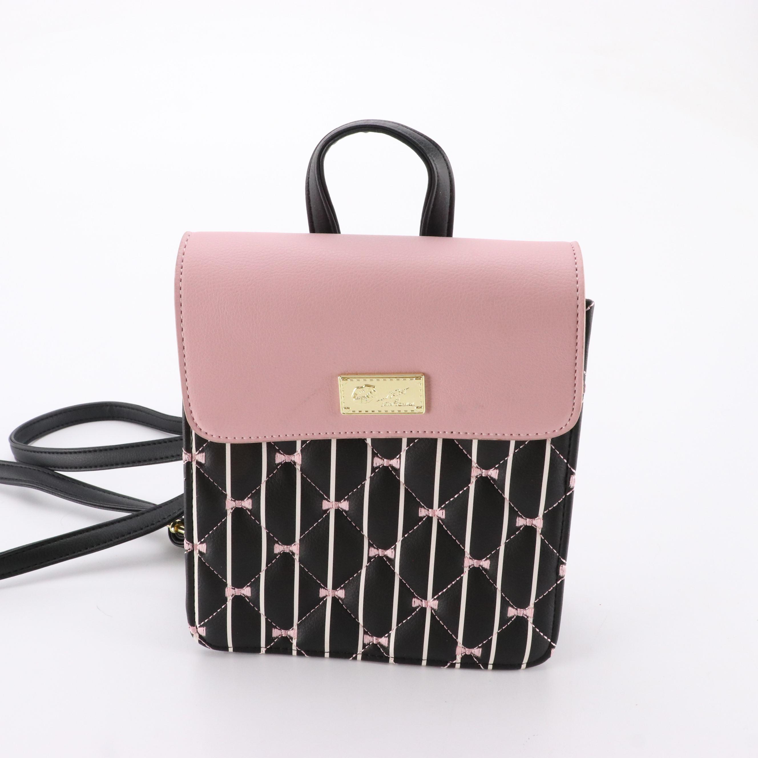 Betsey Johnson Bow Embroidered Faux Leather Mini Backpack, Other Leather Tote