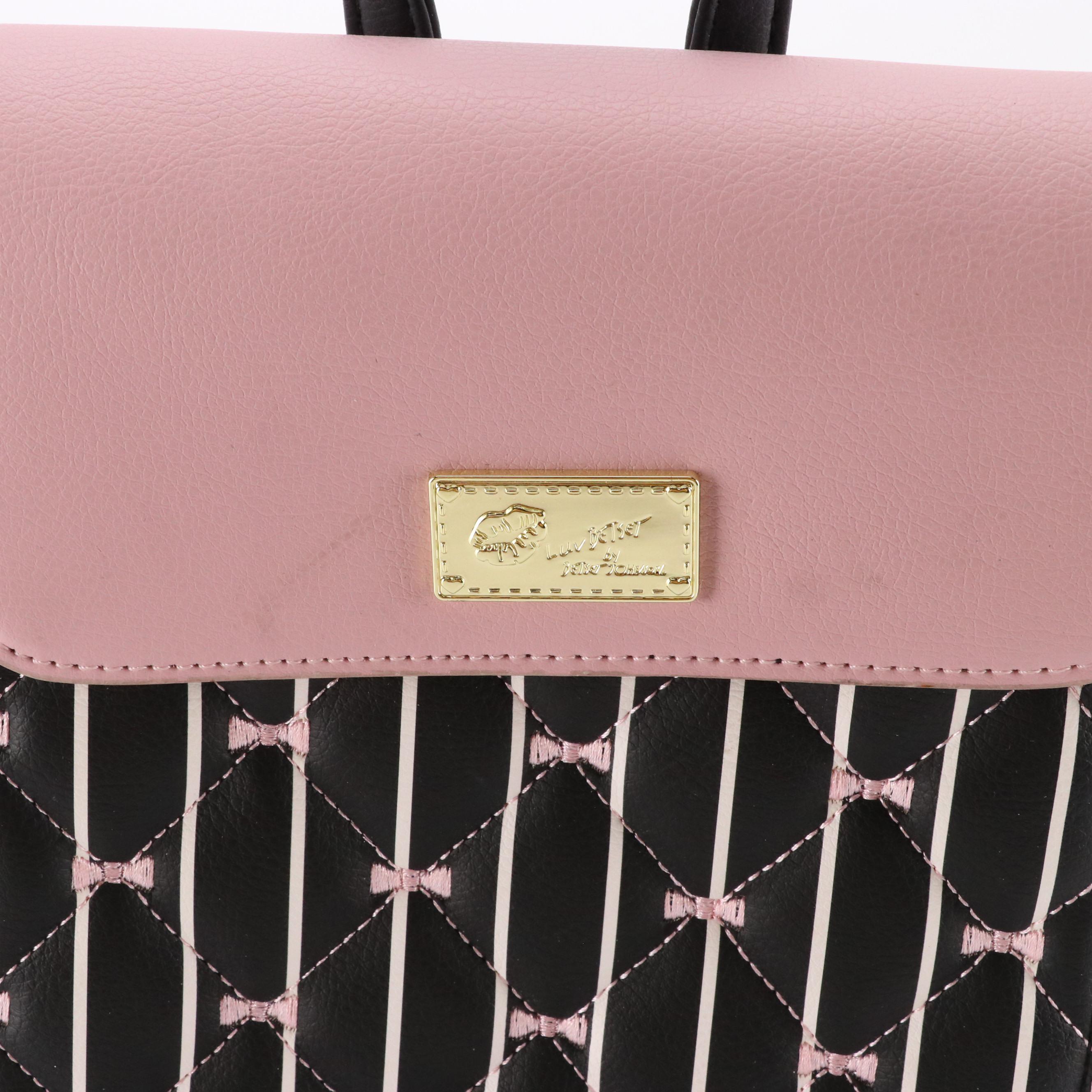 Betsey Johnson Bow Embroidered Faux Leather Mini Backpack, Other Leather Tote