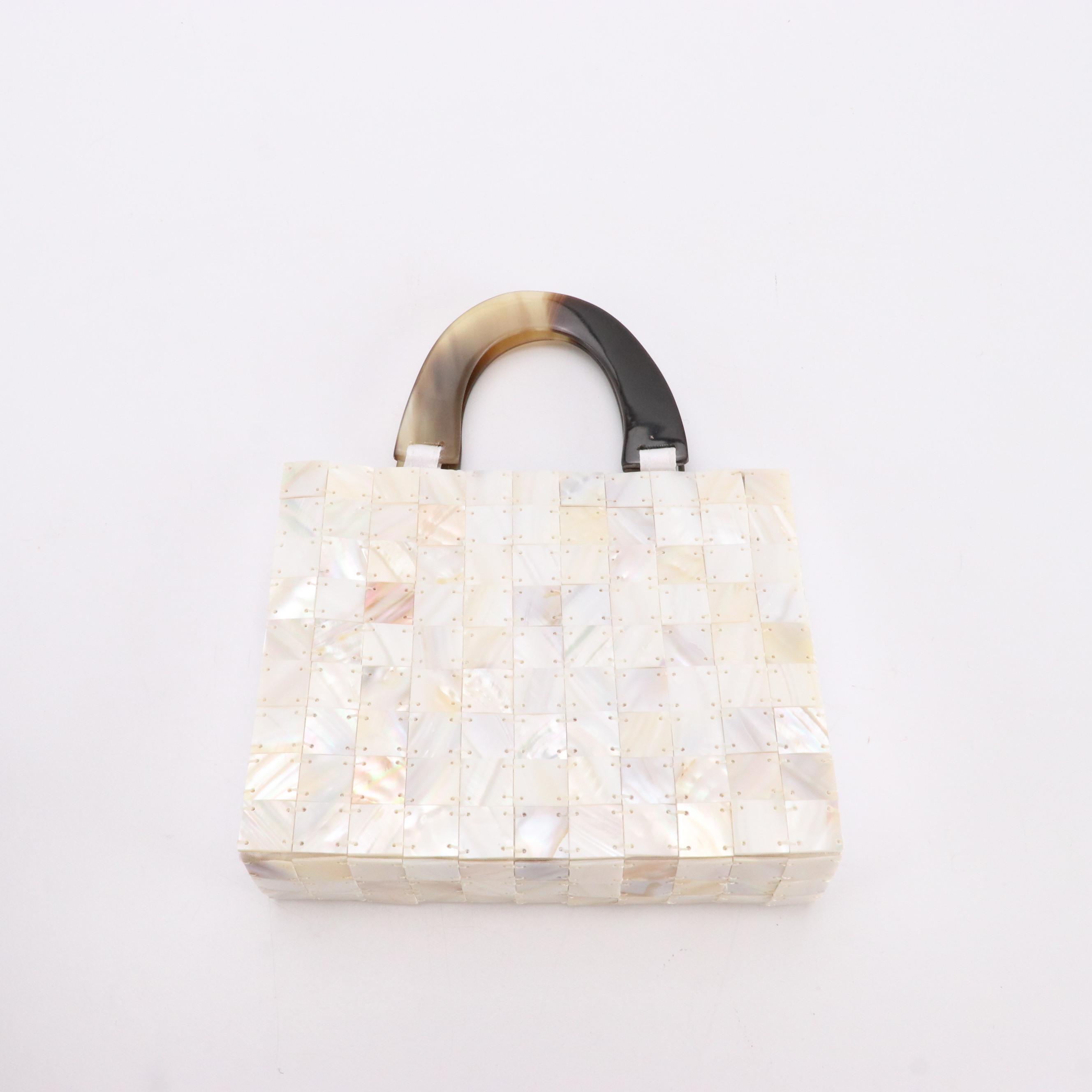 Beaded Evening Bags with Mother-of-Pearl and Quilted Textile Mini Totes