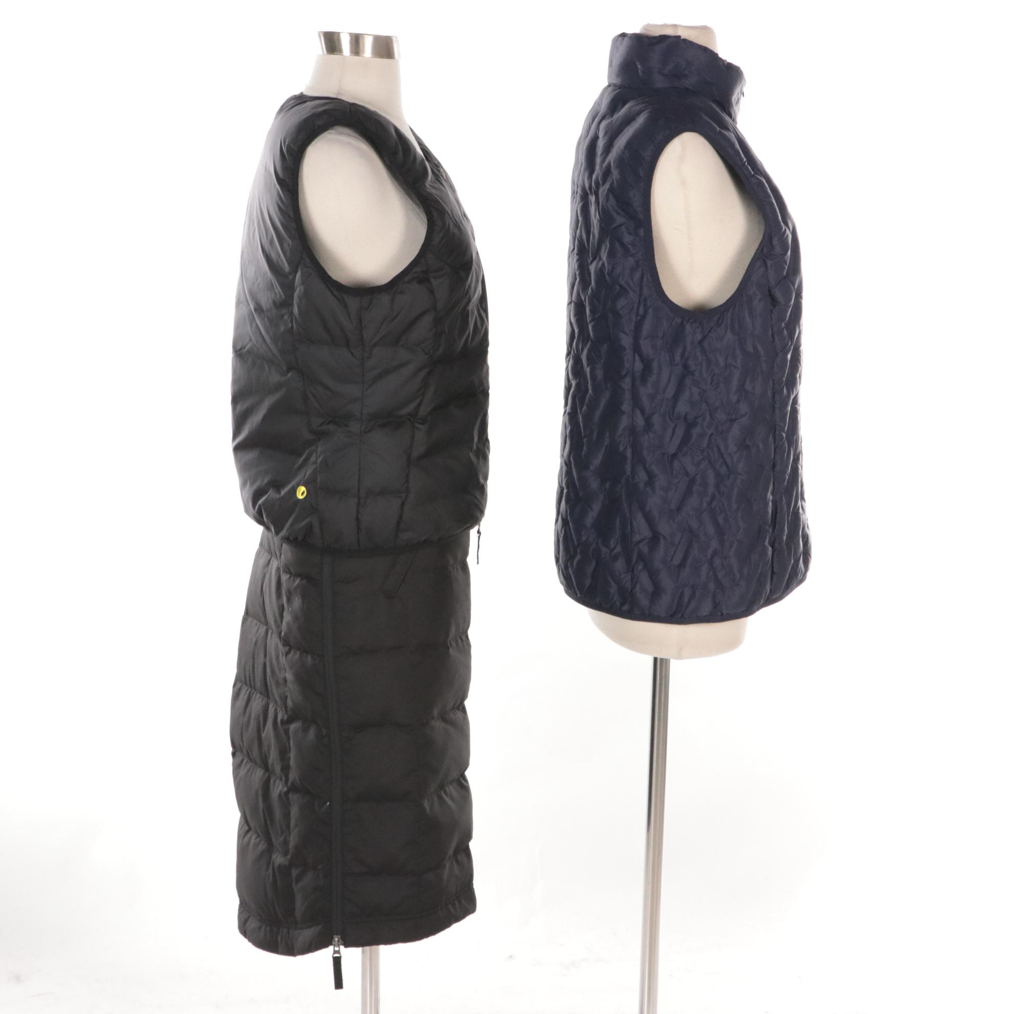 Skhoop Down Filled Puffer Vest and Midi Skirt Set with Tangerine Vest