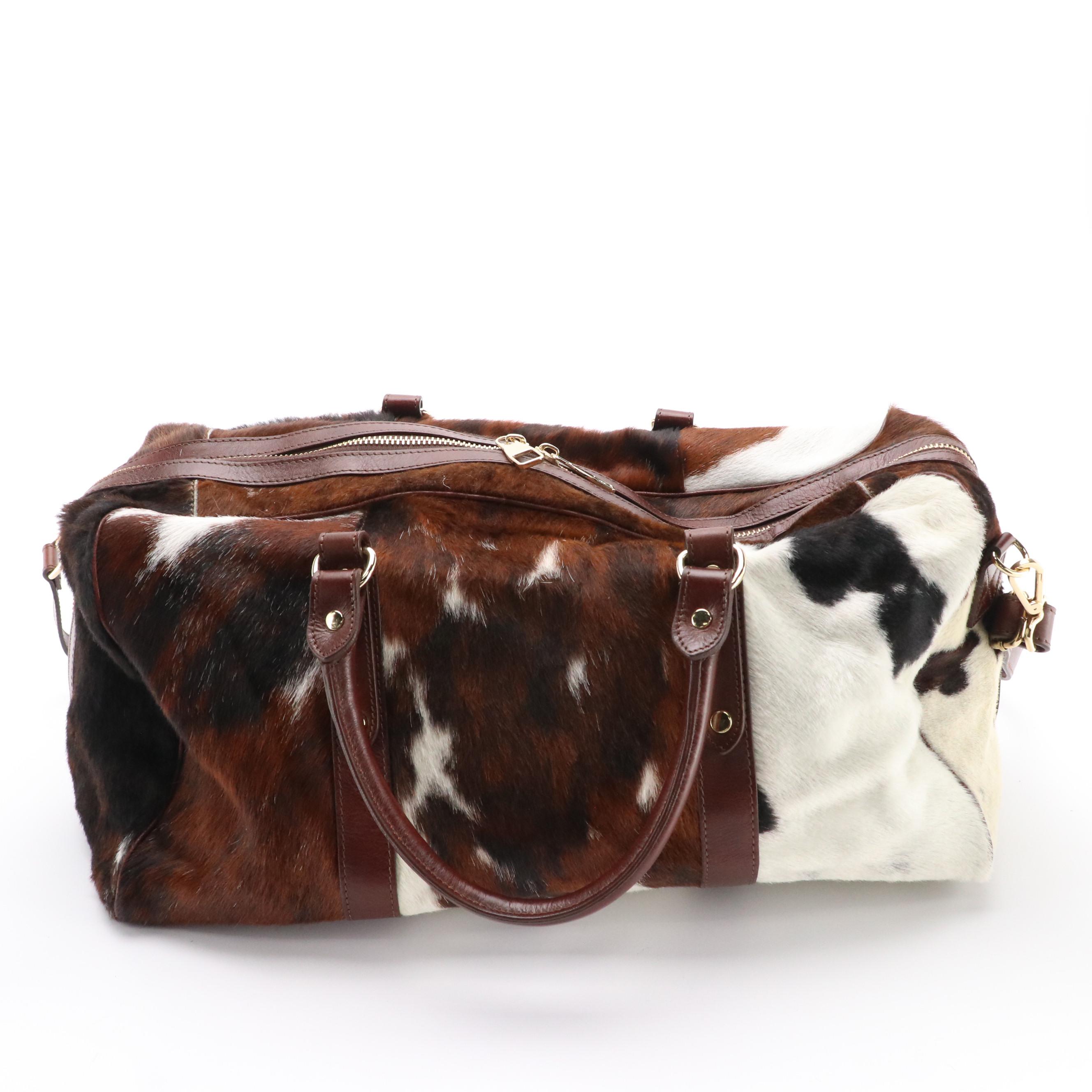 I Fratelli Firenze Vera Pelle Travel Duffel Bag in Calf Hair and Leather