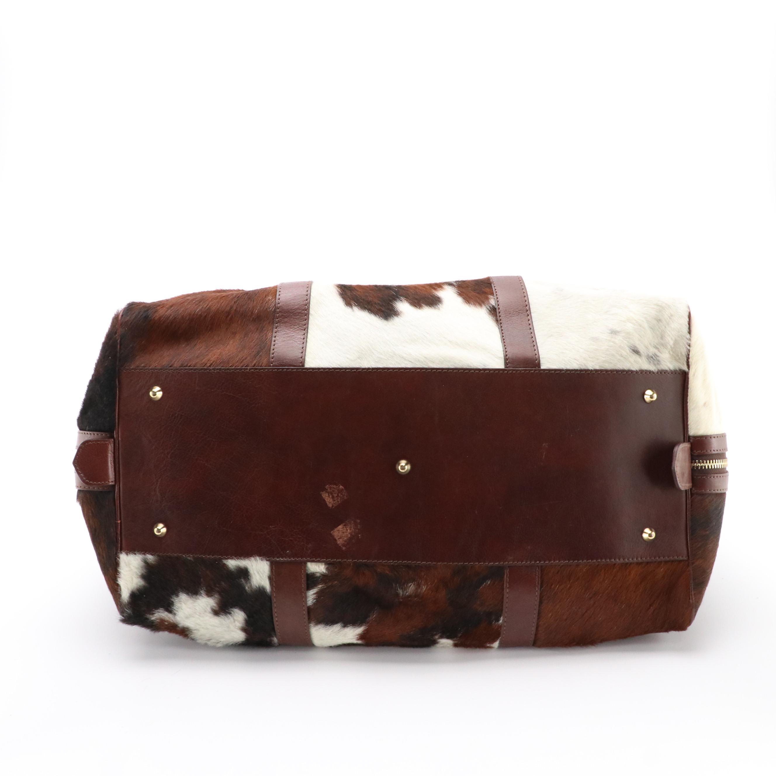 I Fratelli Firenze Vera Pelle Travel Duffel Bag in Calf Hair and Leather