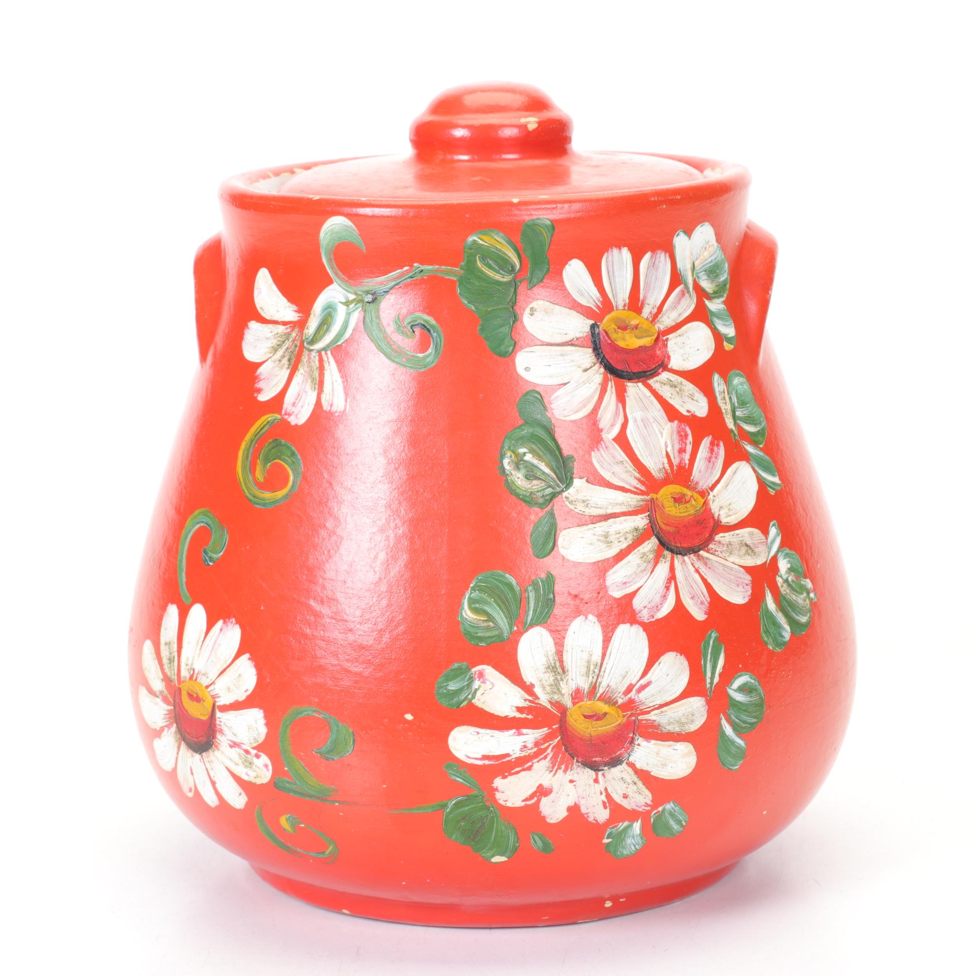 Ransburg Hand-Painted Pottery Cookie Jar, Mid to Late 20th Century