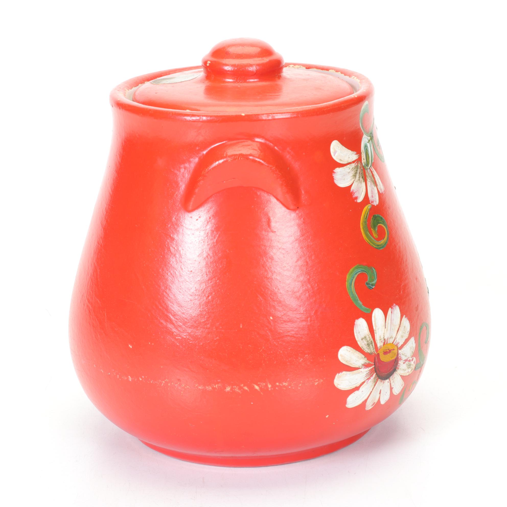 Ransburg Hand-Painted Pottery Cookie Jar, Mid to Late 20th Century