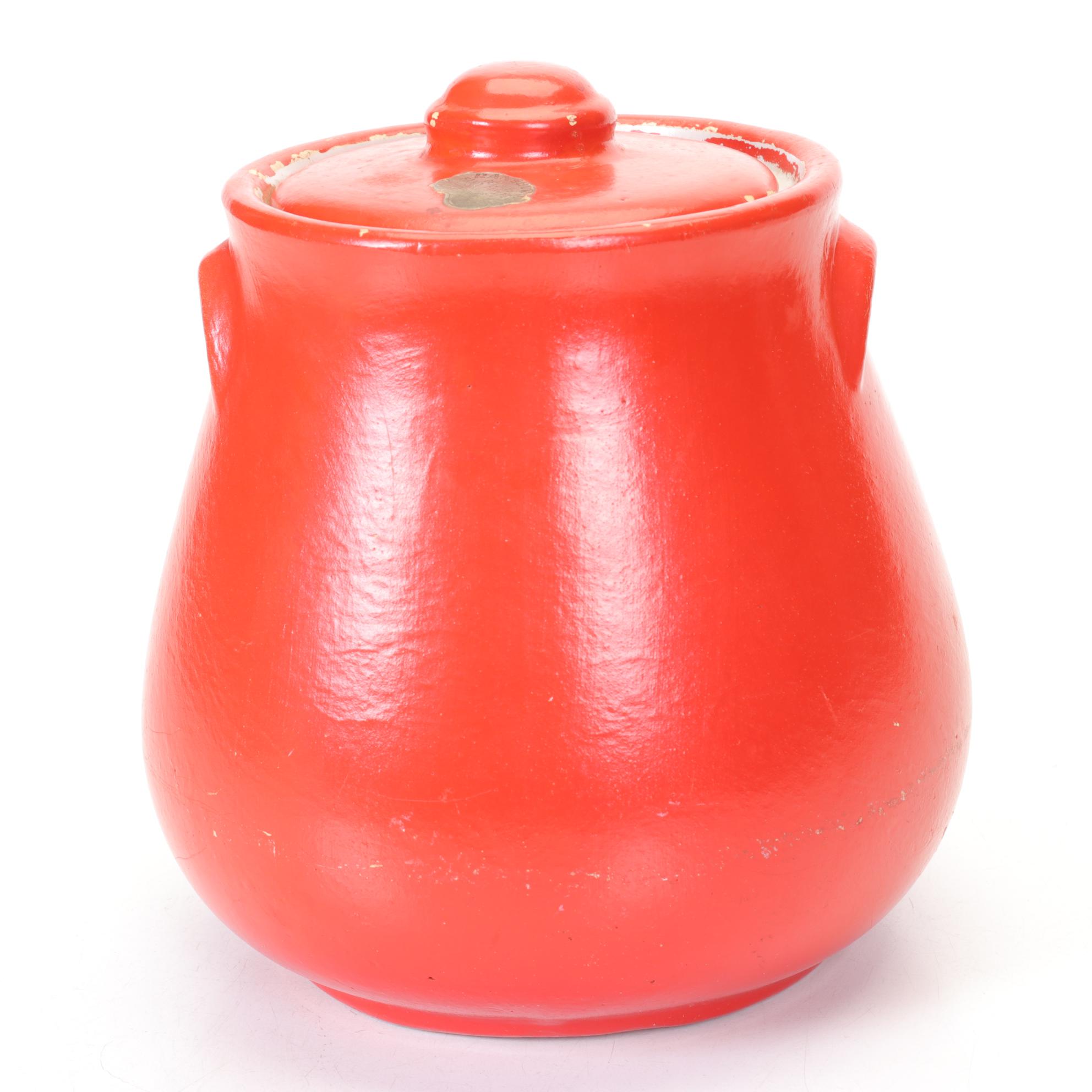 Ransburg Hand-Painted Pottery Cookie Jar, Mid to Late 20th Century