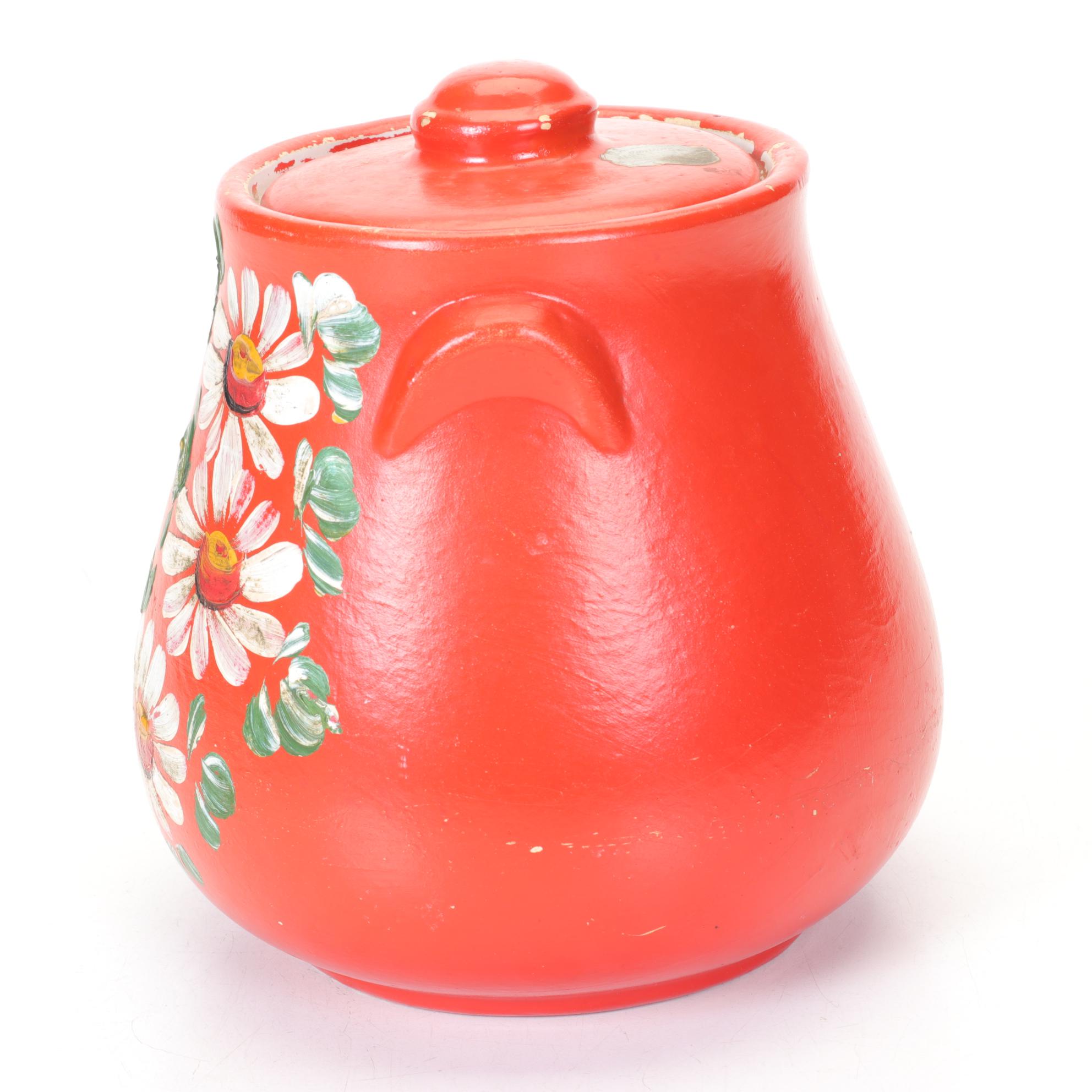 Ransburg Hand-Painted Pottery Cookie Jar, Mid to Late 20th Century
