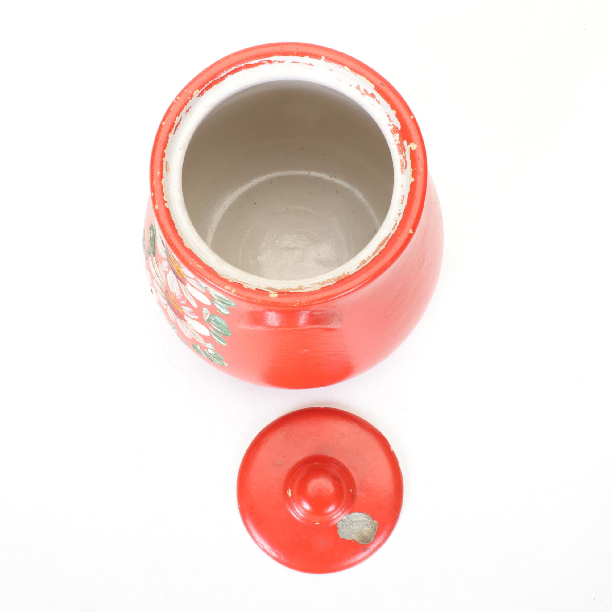 Ransburg Hand-Painted Pottery Cookie Jar, Mid to Late 20th Century