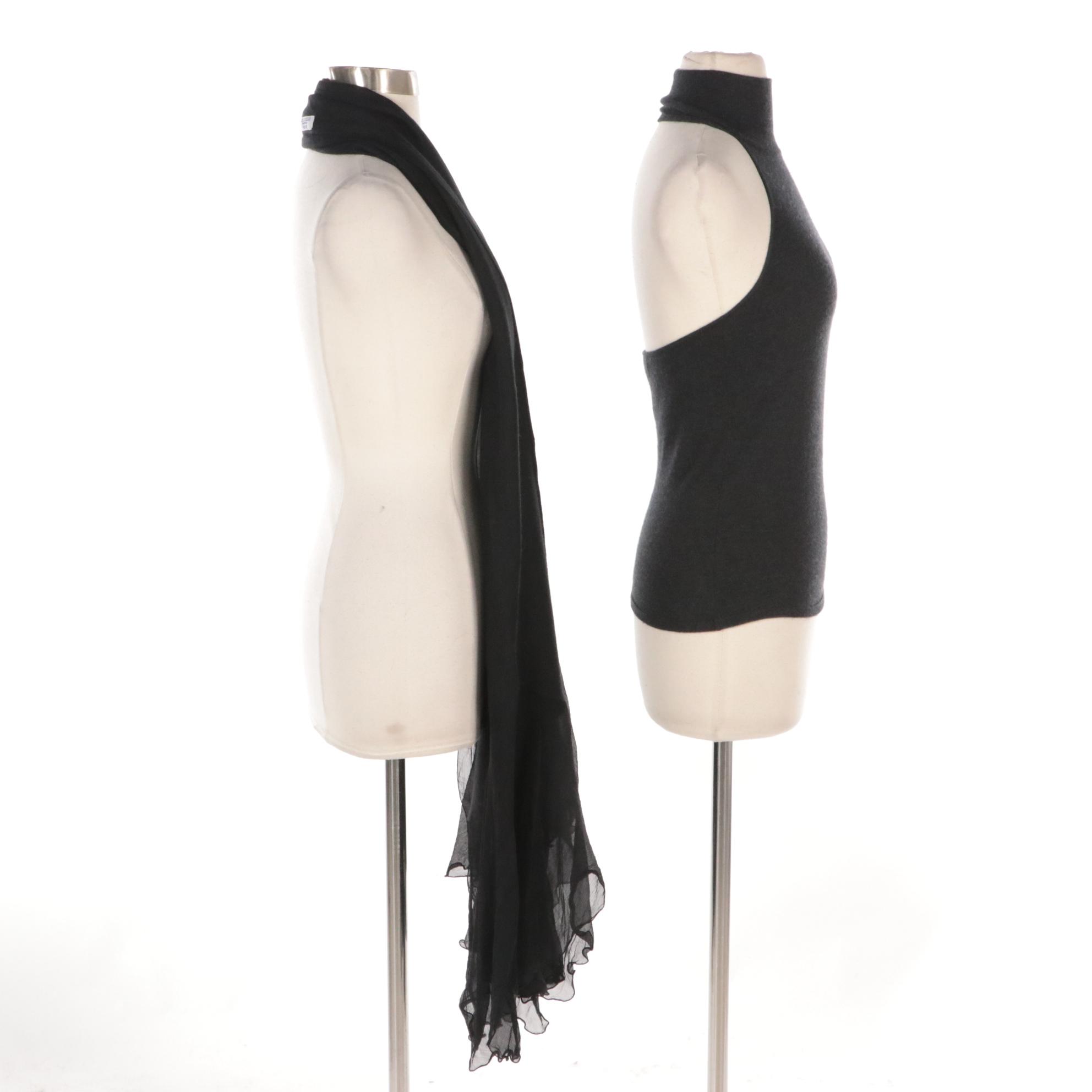 Ralph Lauren Black Label Cashmere Blend Top, Bajra Pashmina Cashmere/Silk Scarf