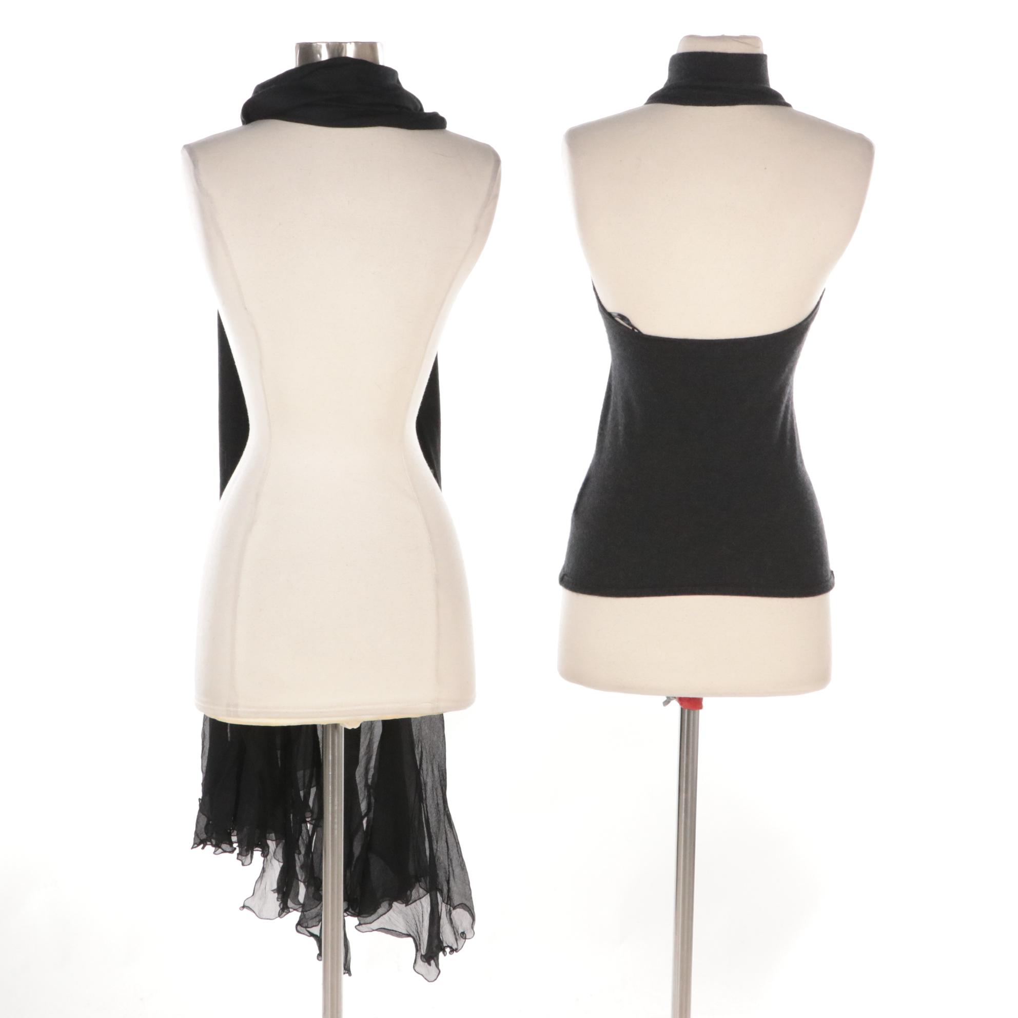 Ralph Lauren Black Label Cashmere Blend Top, Bajra Pashmina Cashmere/Silk Scarf