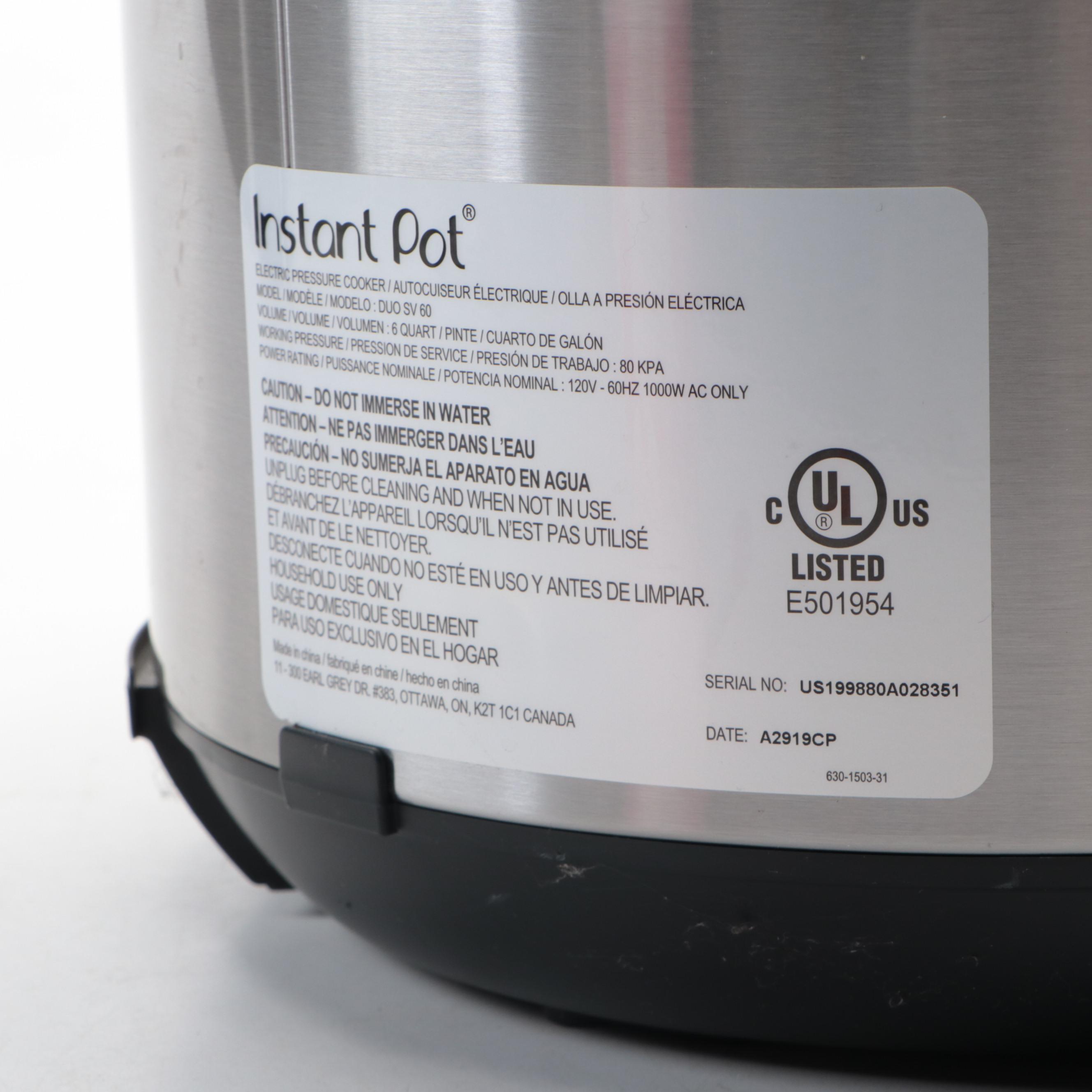Instant Pot Duo Cooker