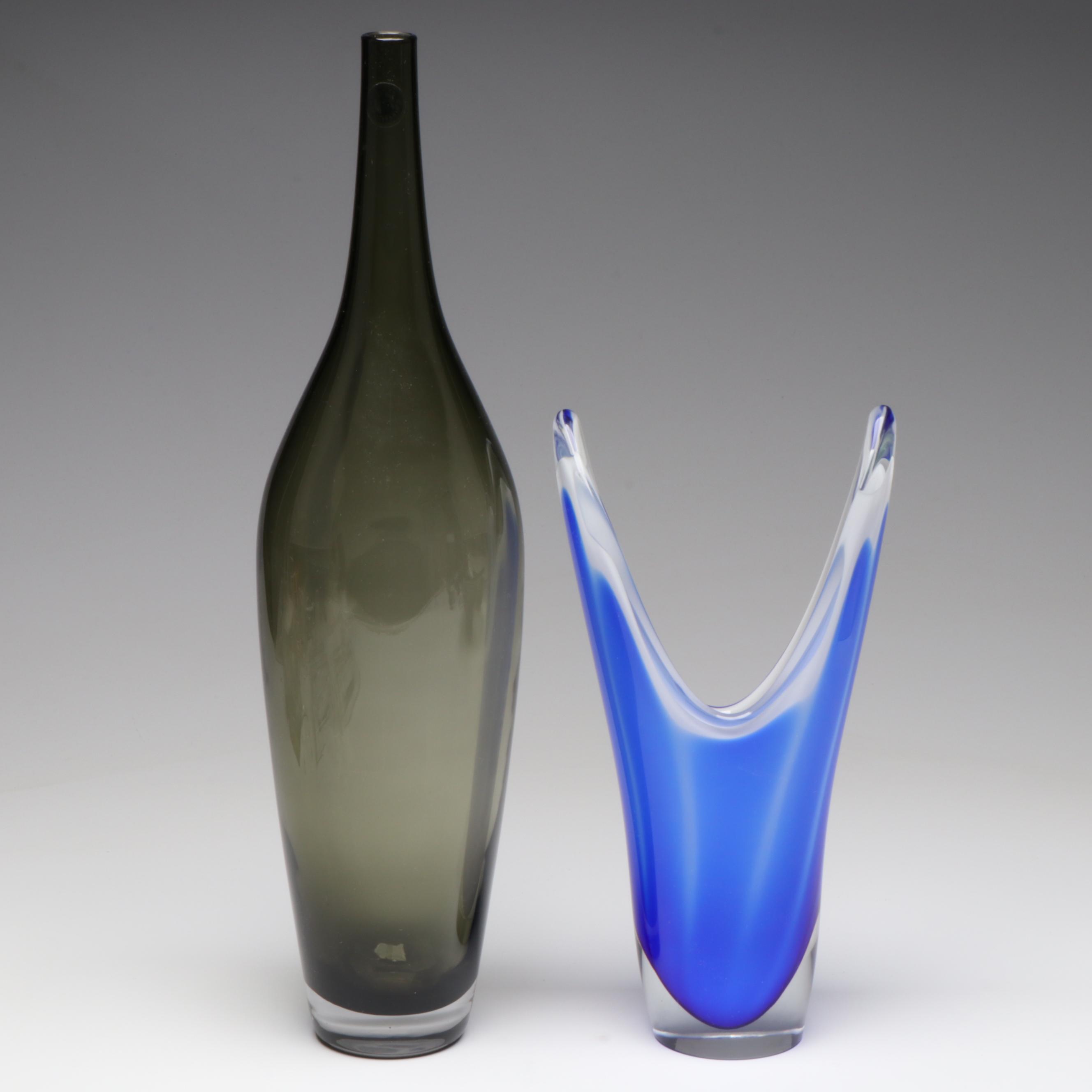 Holmegaard "Elsinore" Smoke Glass Free Form Bowl with More Glass Décor