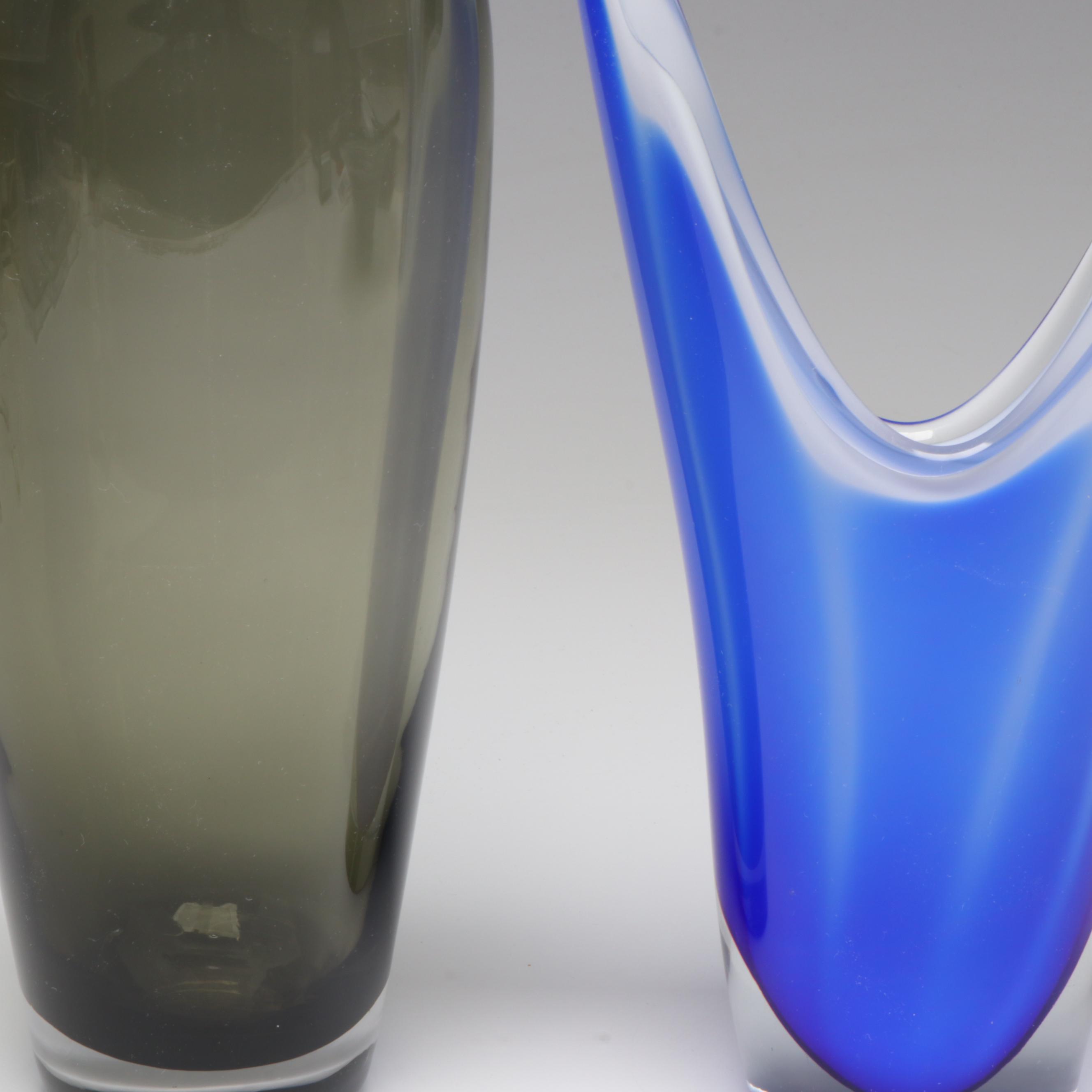 Holmegaard "Elsinore" Smoke Glass Free Form Bowl with More Glass Décor