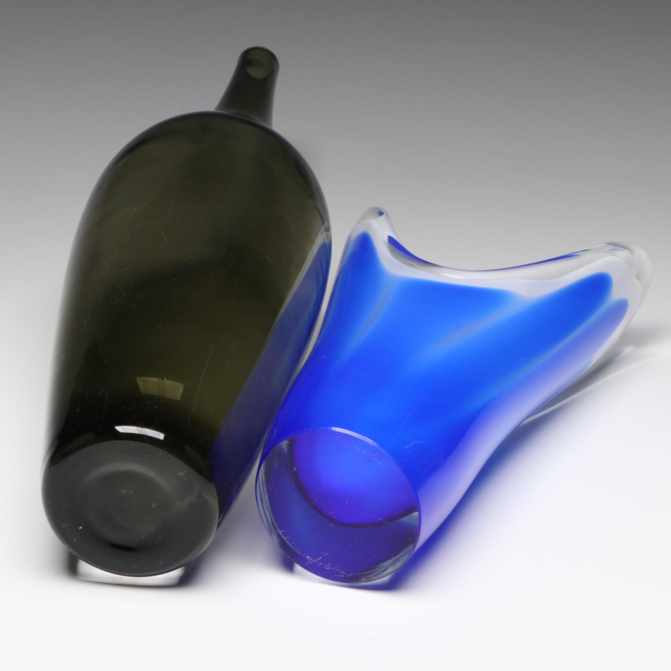 Holmegaard "Elsinore" Smoke Glass Free Form Bowl with More Glass Décor