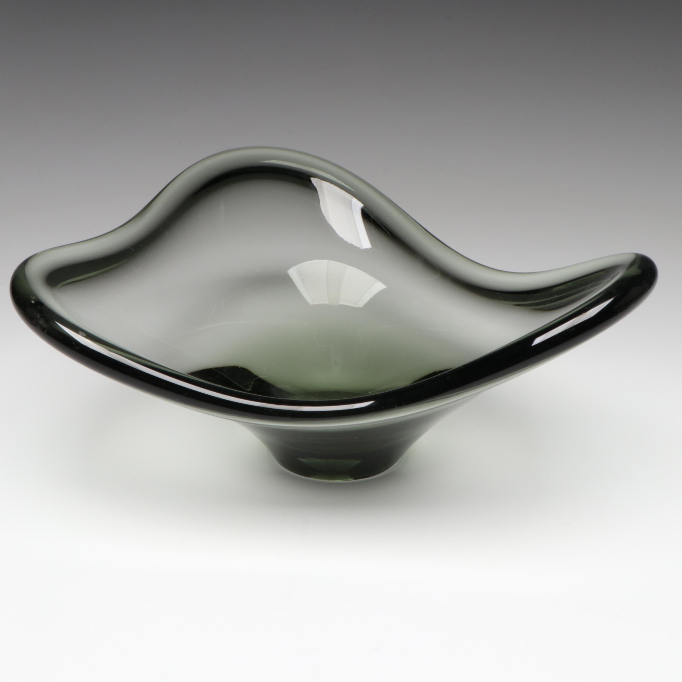 Holmegaard "Elsinore" Smoke Glass Free Form Bowl with More Glass Décor