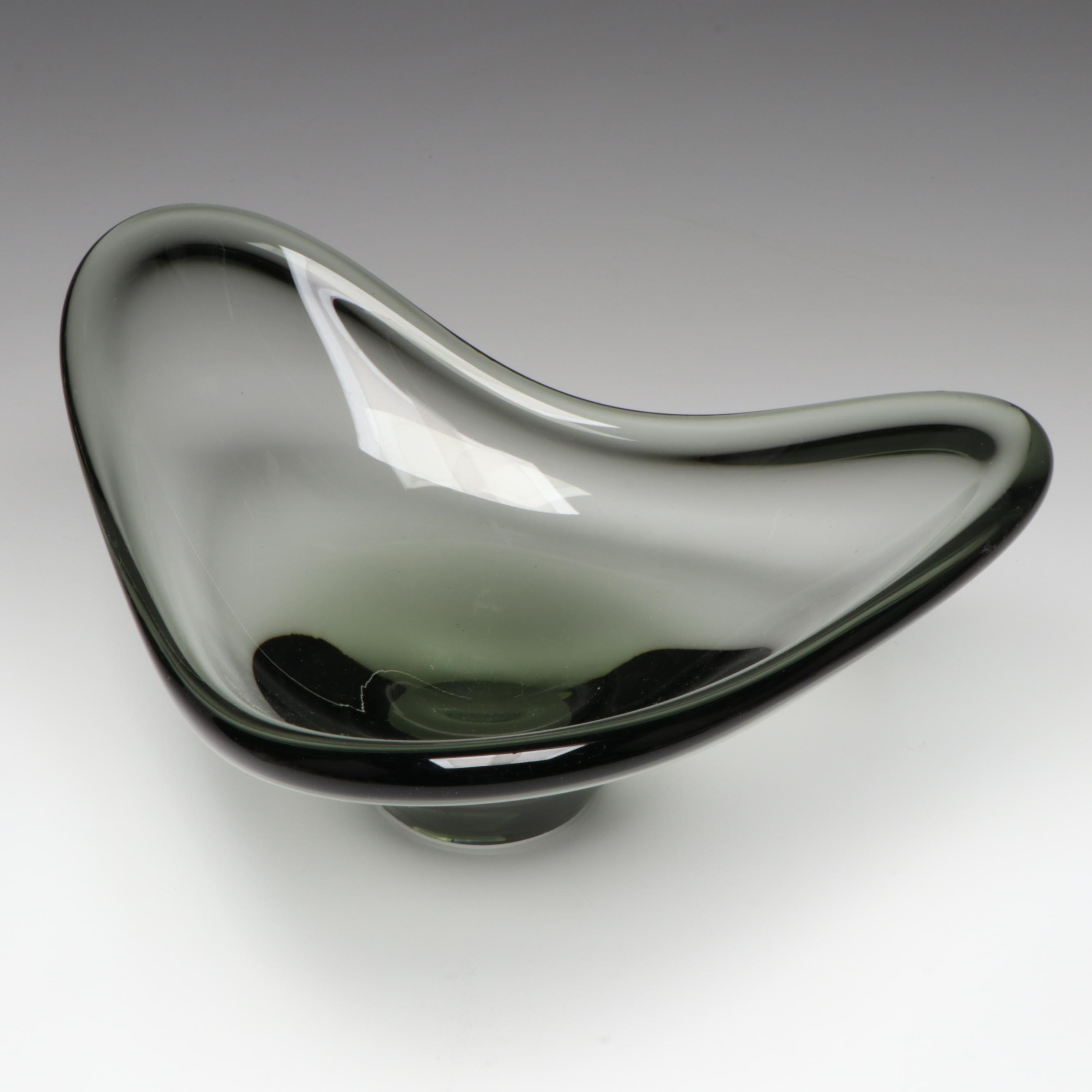 Holmegaard "Elsinore" Smoke Glass Free Form Bowl with More Glass Décor