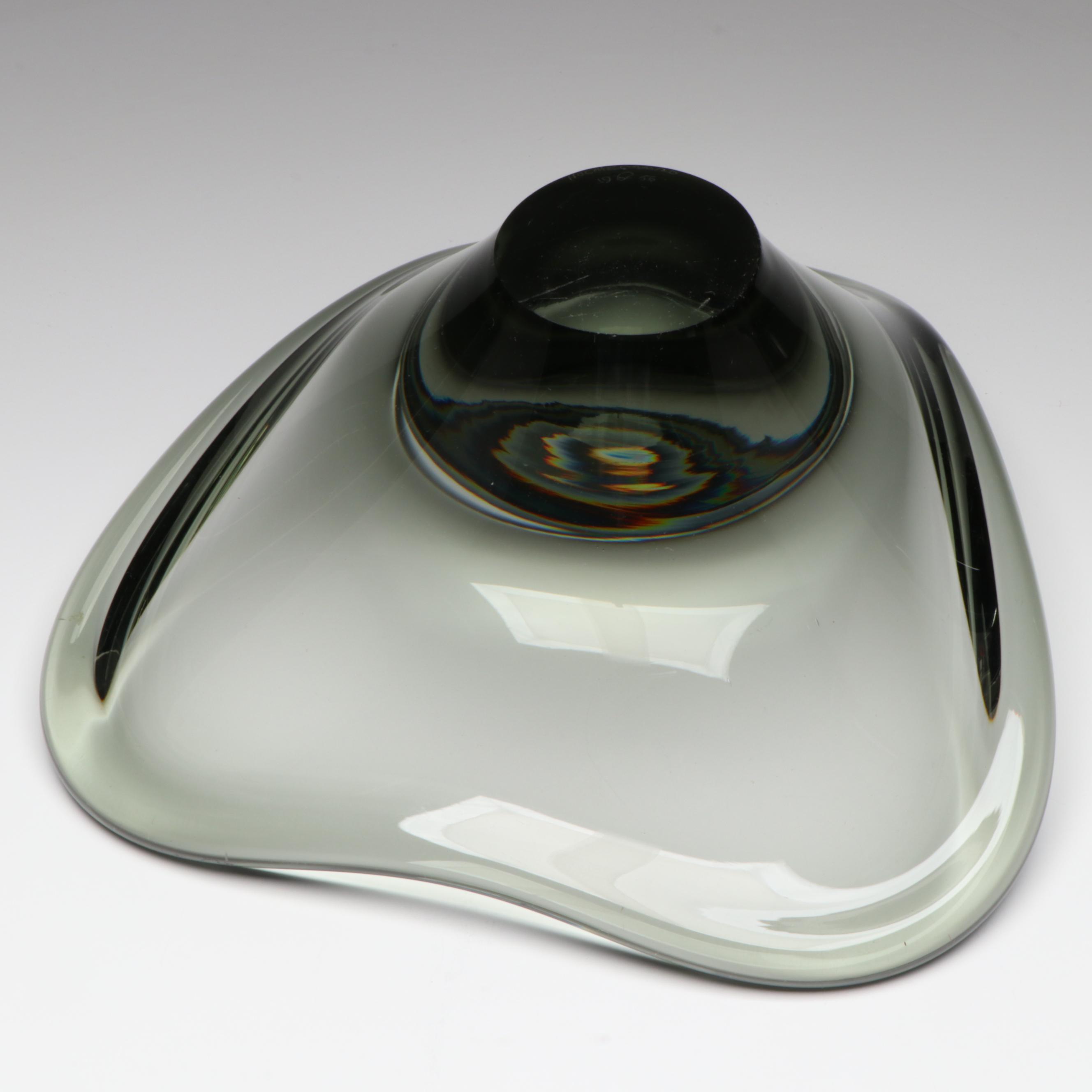 Holmegaard "Elsinore" Smoke Glass Free Form Bowl with More Glass Décor