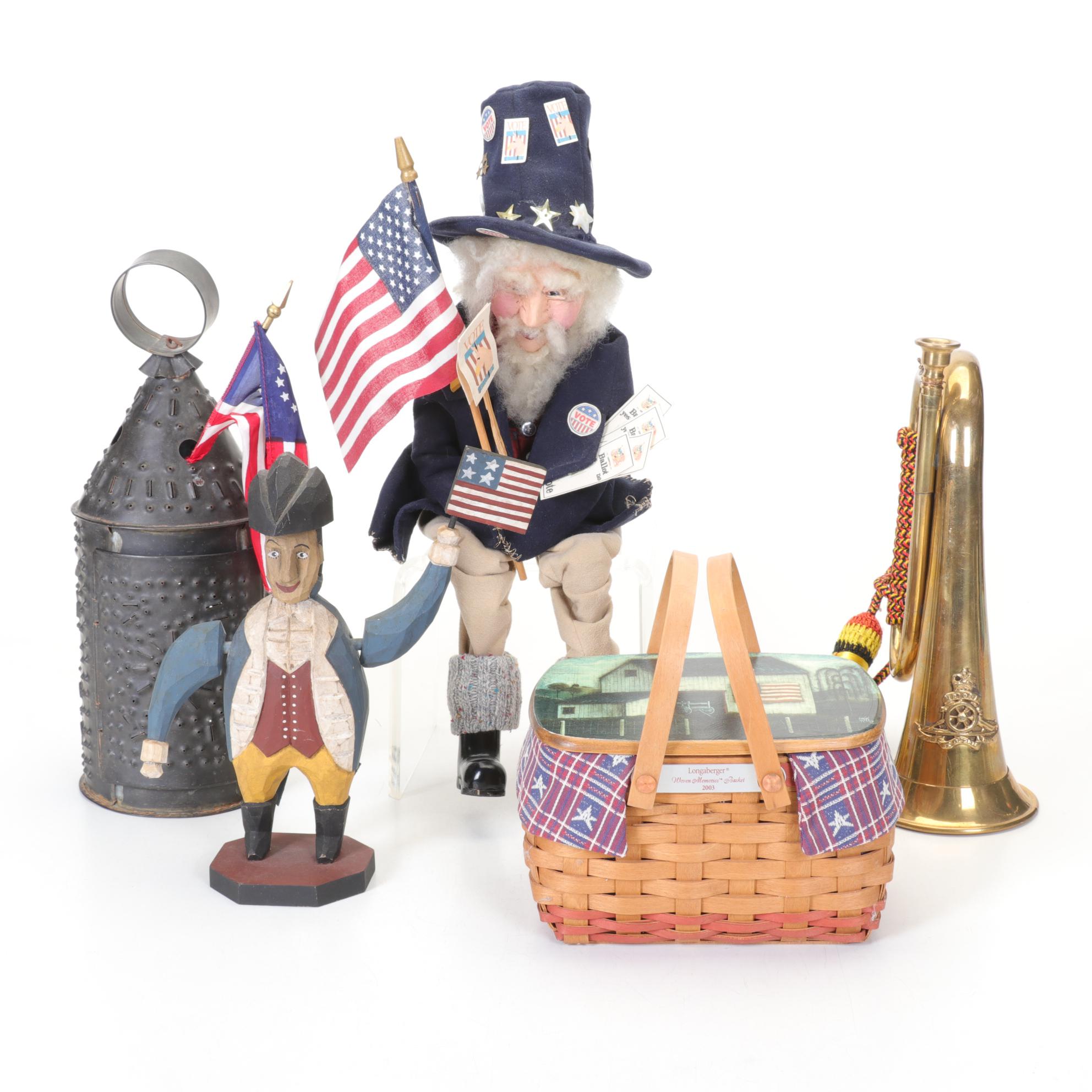 Patriotic Decor Featuring Uncle Sam Figure and More