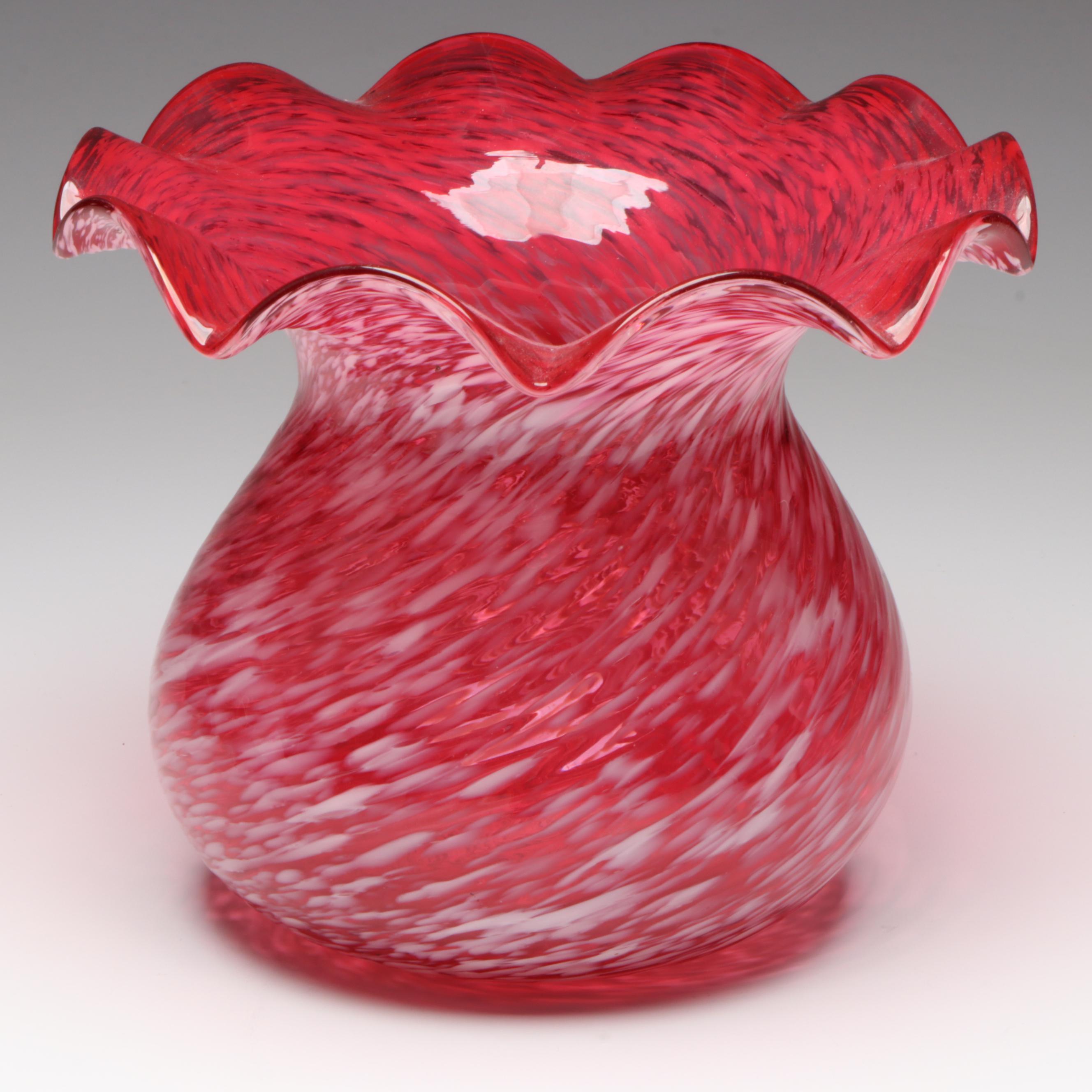 Bennett Glass Pitchers with Confetti Glass Vase, Mid to Late 20th Century