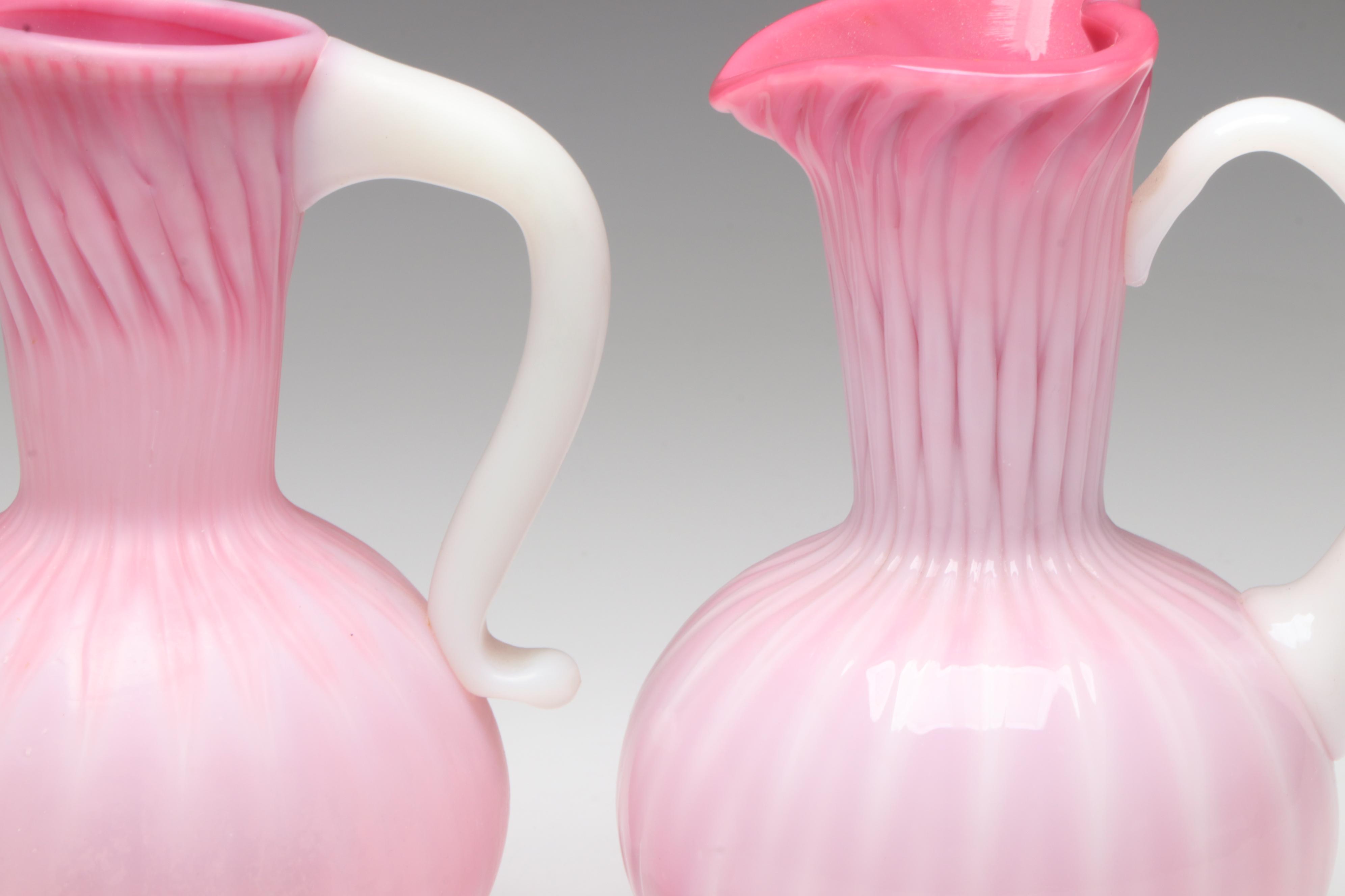 Bennett Glass Pitchers with Confetti Glass Vase, Mid to Late 20th Century