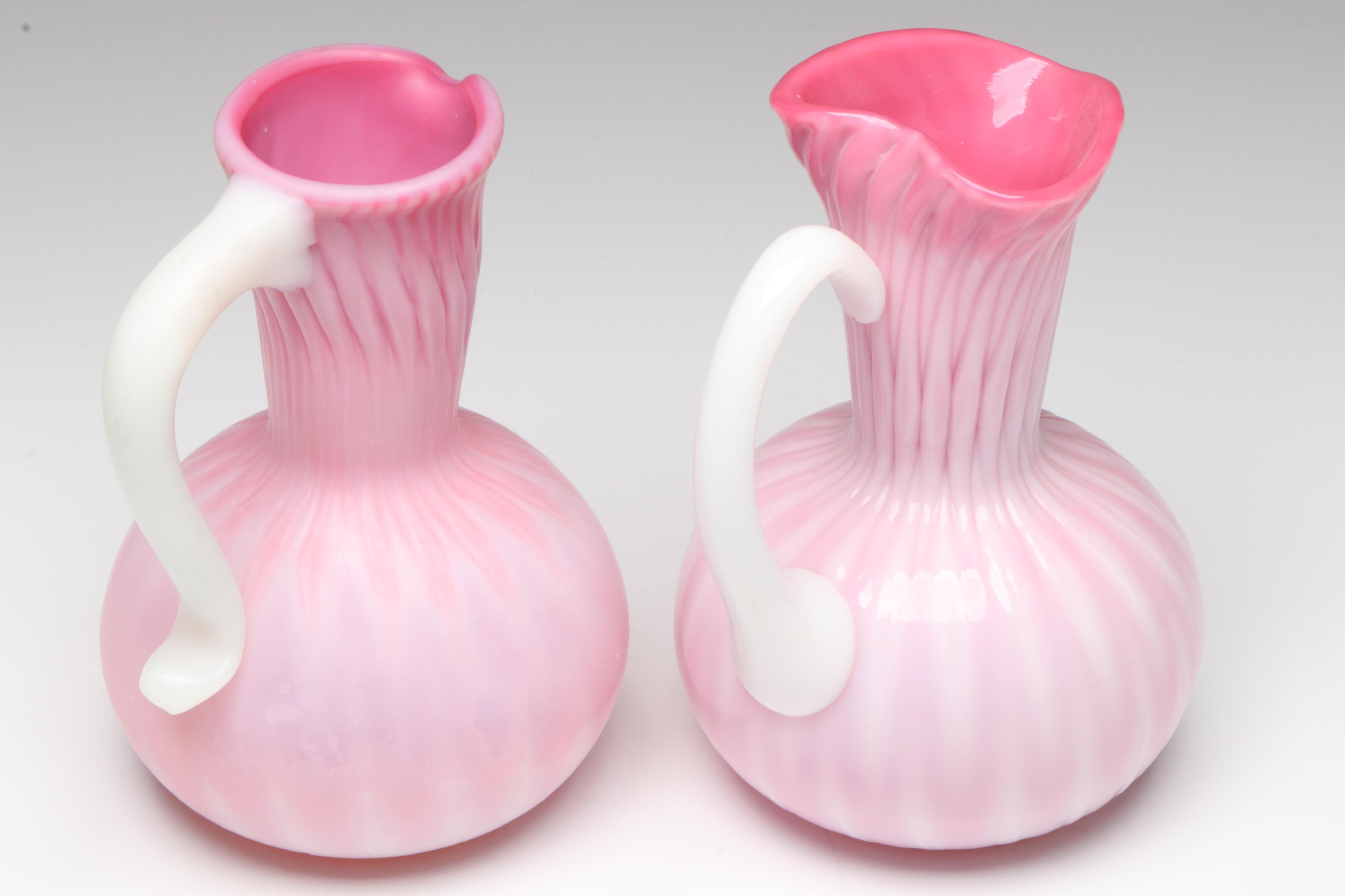 Bennett Glass Pitchers with Confetti Glass Vase, Mid to Late 20th Century