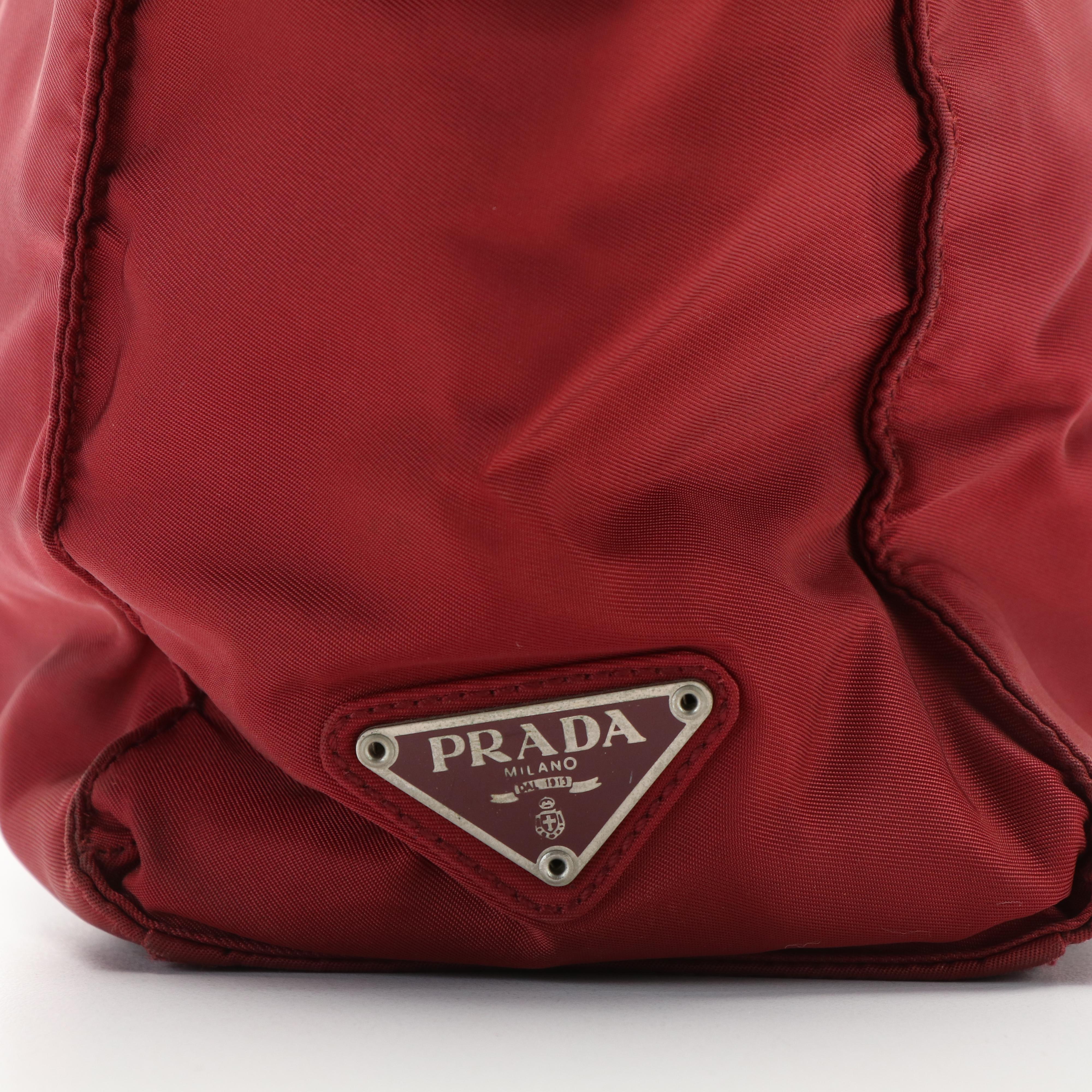 Prada Tessuto Tote Bag in Burgundy Nylon and Lucite