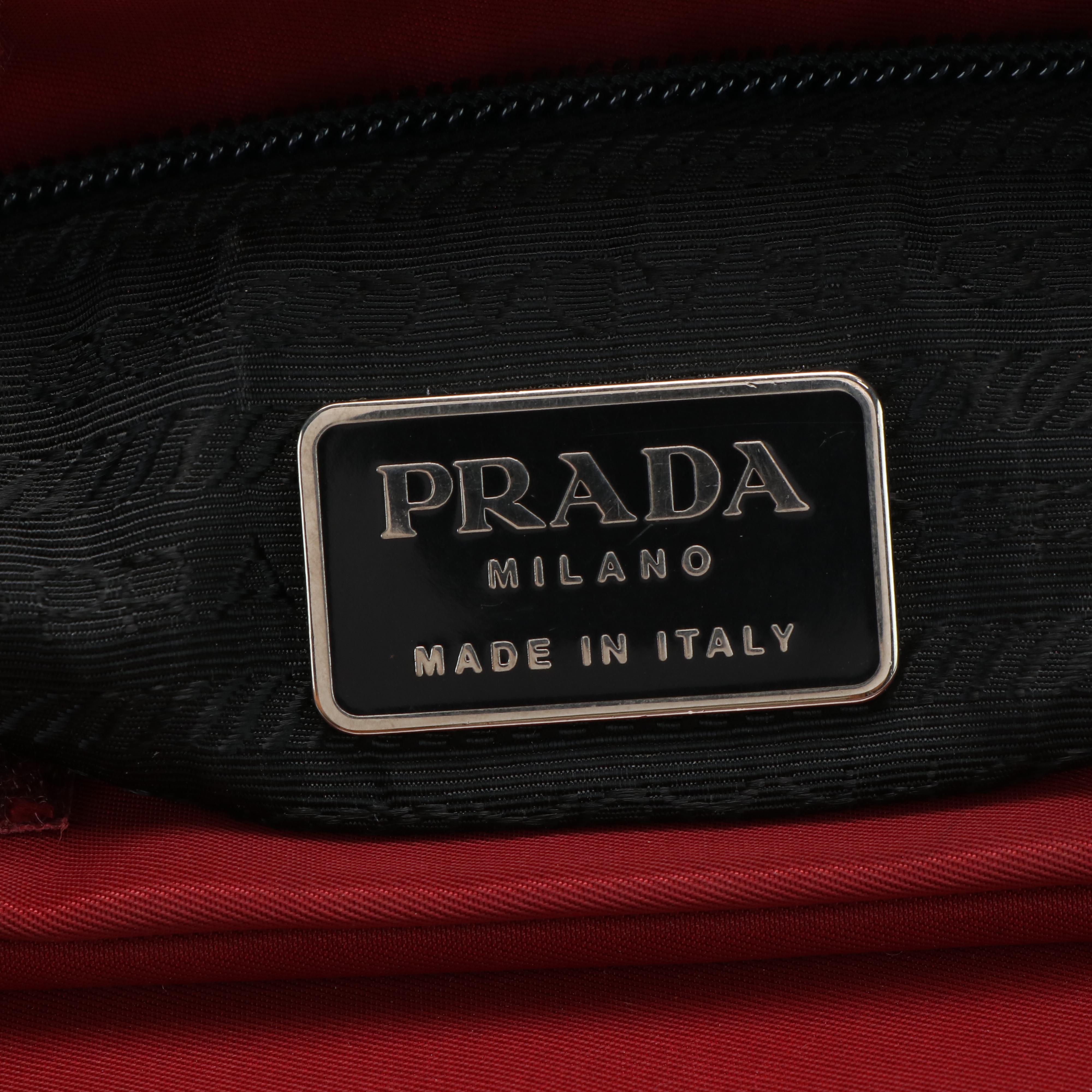 Prada Tessuto Tote Bag in Burgundy Nylon and Lucite