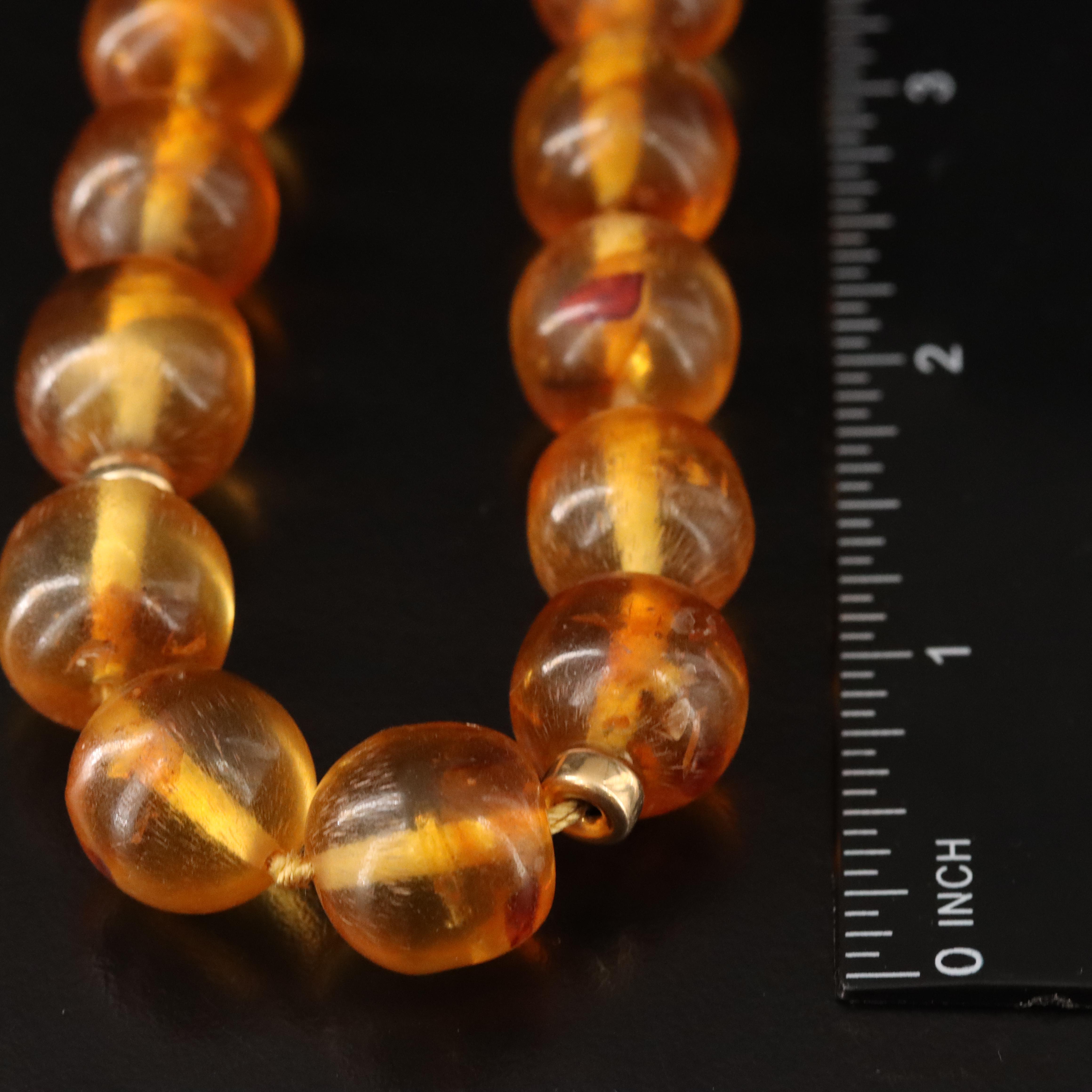 14K and Ambroid Beaded Necklace