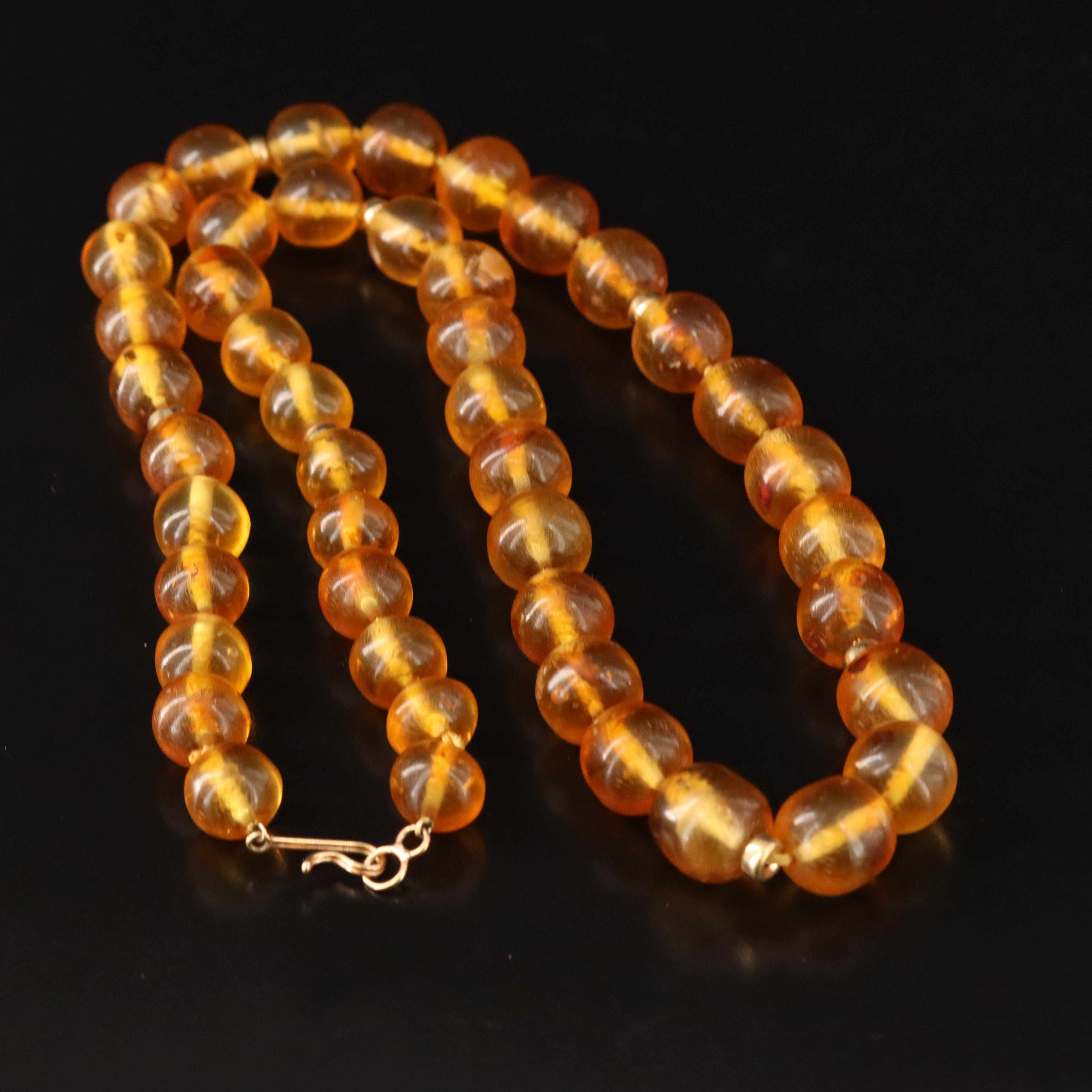 14K and Ambroid Beaded Necklace