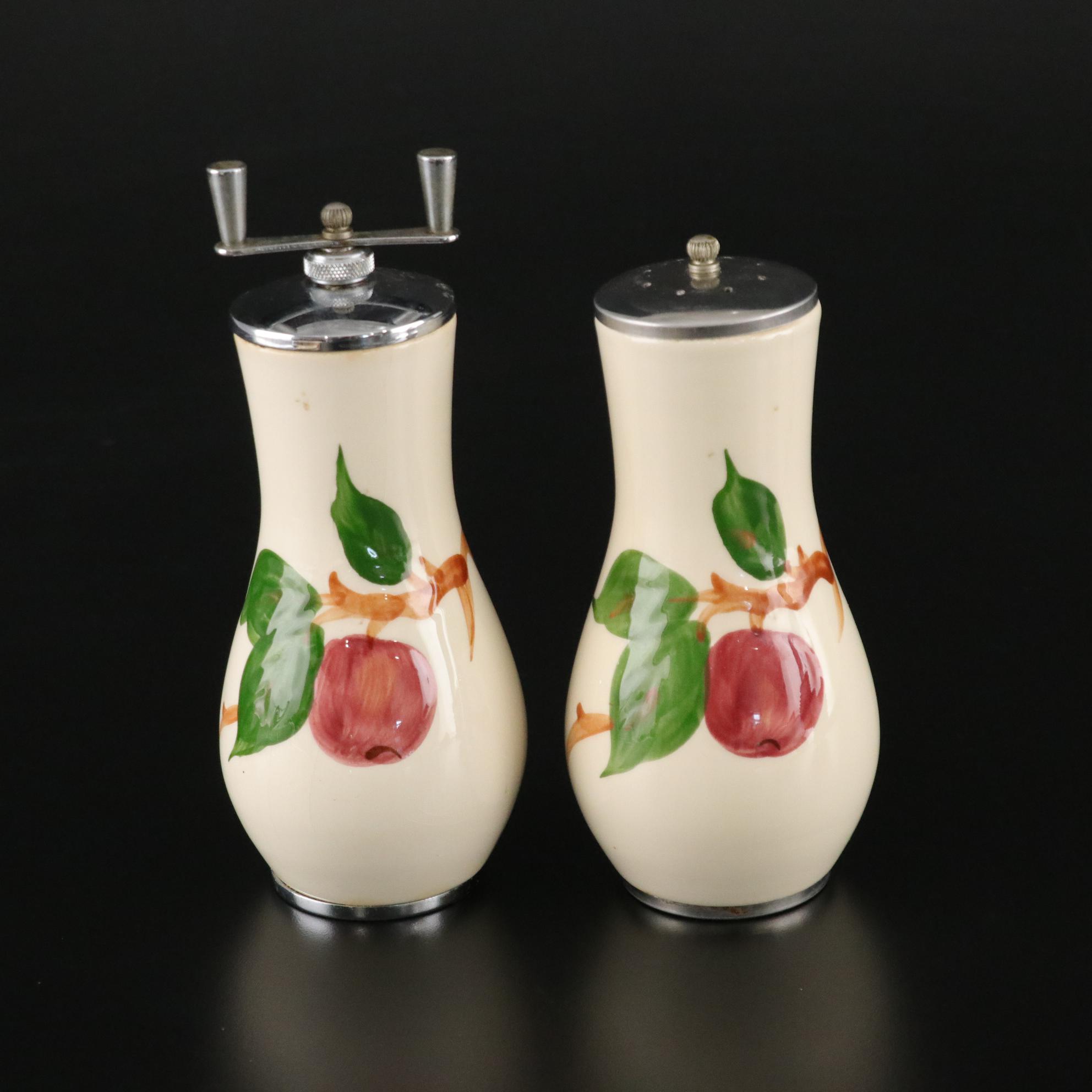 Franciscan "Apple" Pepper Grinder and Salt Shaker with Berry Bowl Set