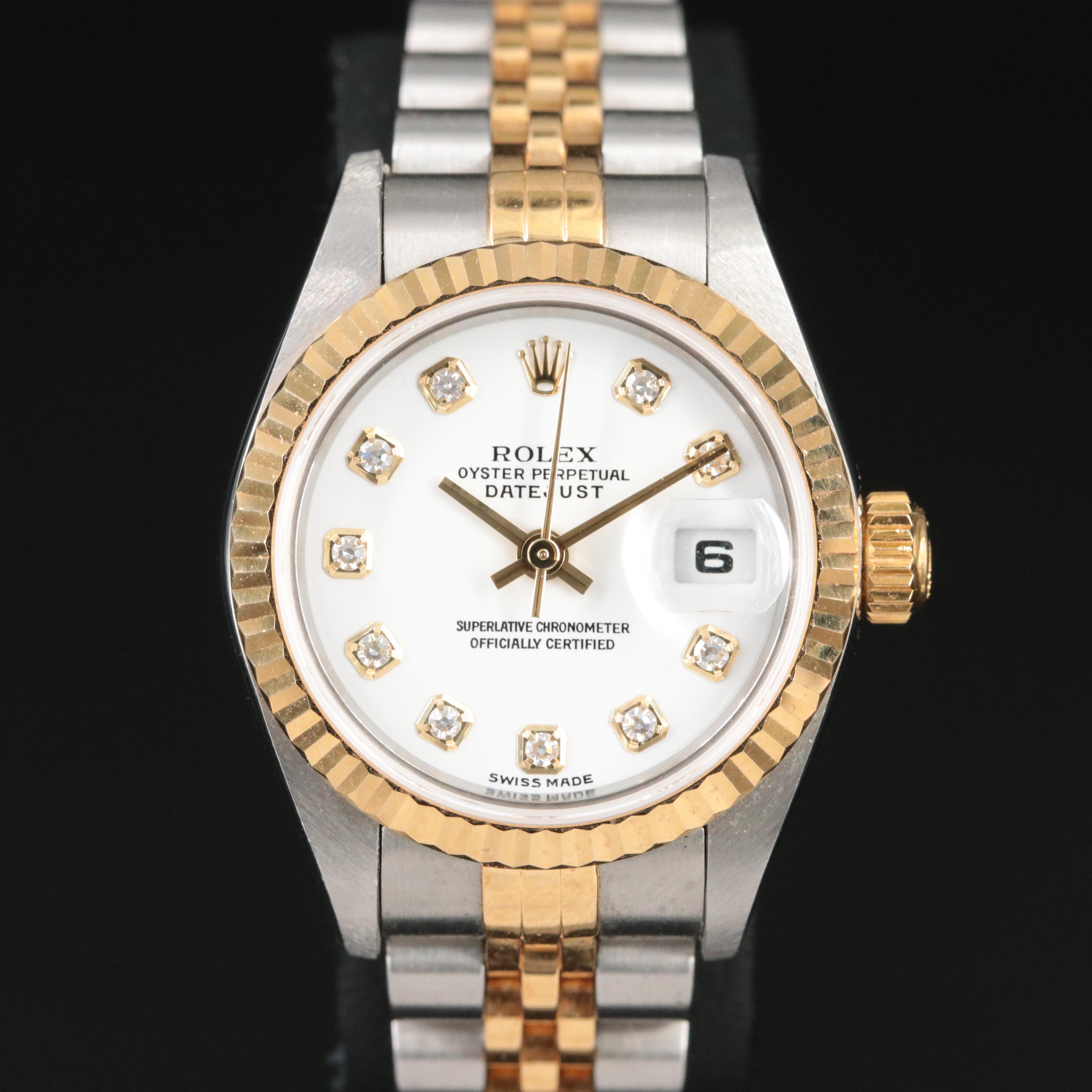 2001 Rolex Serti Factory Diamond Dial Datejust Watch