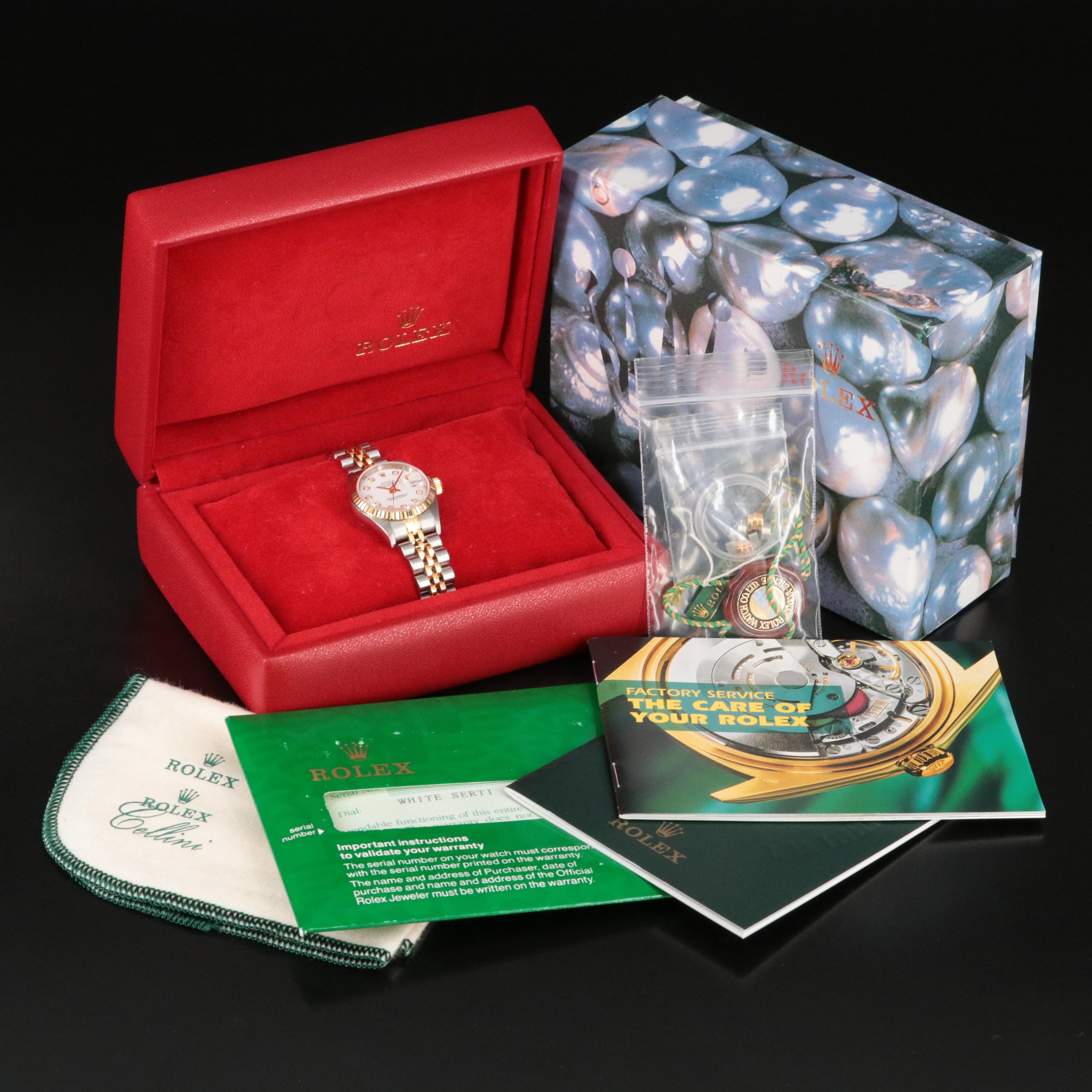 2001 Rolex Serti Factory Diamond Dial Datejust Watch